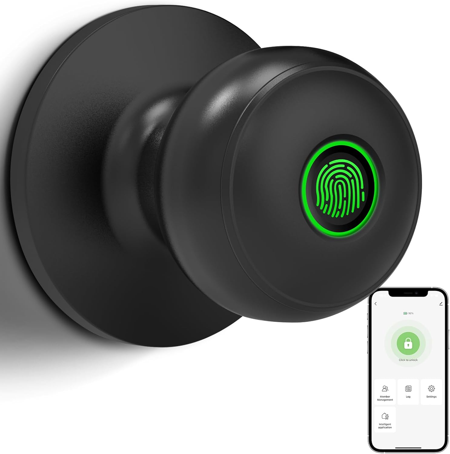 GeekTale Fingerprint Door Lock, Smart Lock Door Knob with App, Biometric Door Lo...