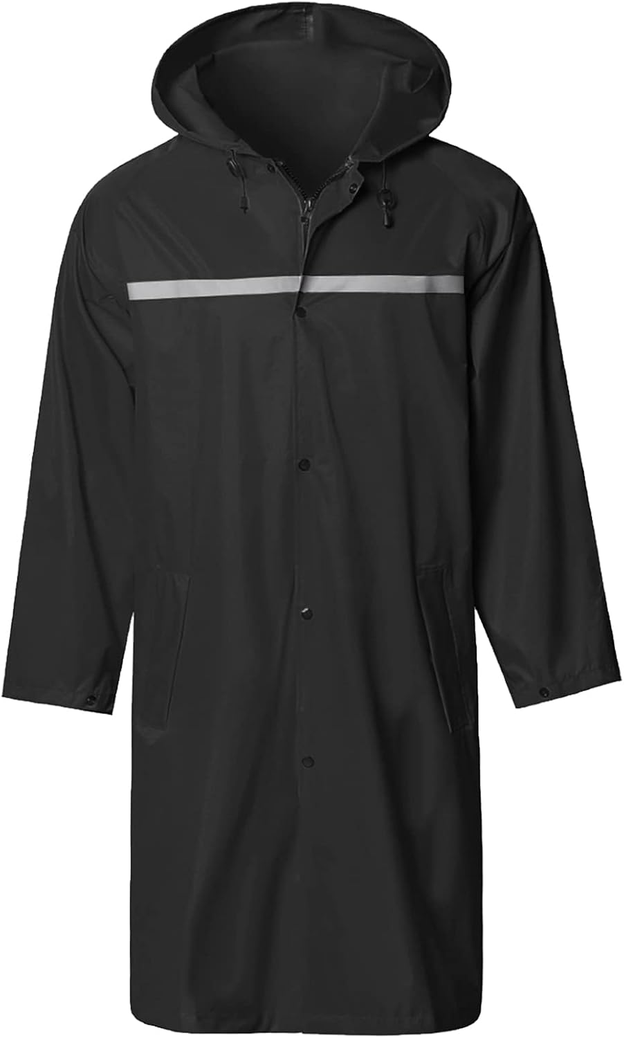 Mens Long Hooded Safety Rain Jacket Waterproof Emergency Raincoat Poncho Large B...