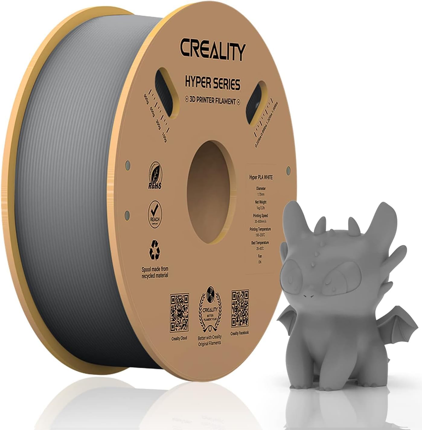 Official Creality Hyper PLA Filament 1.75mm, High Speed PLA 30-600mm/s 3D Printe...
