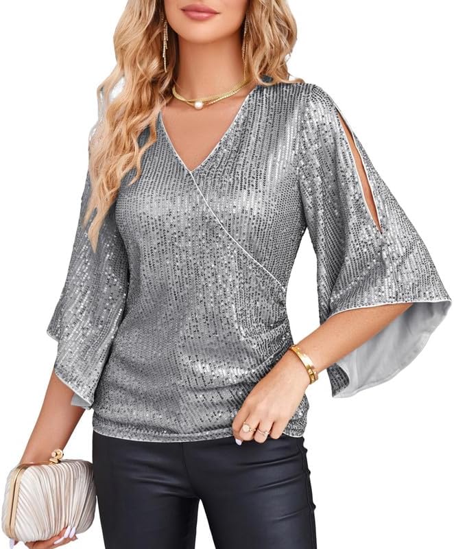 Women's Sequin Tops, Grace Karin Special Glitter Sparkly Party Blouse, Affordabl...