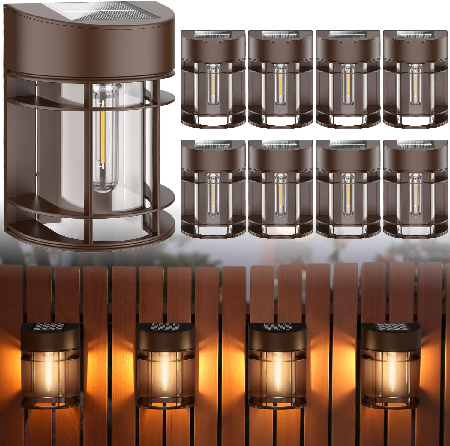 Waterproof Outdoor Solar Deck Lights for Garden Fence Post Backyard Decor, 8 Pac...