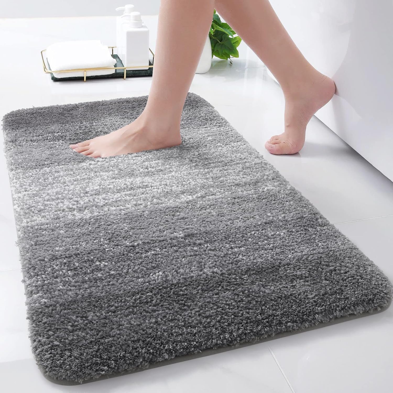 Arotive Microfiber Bathroom Rugs, Shaggy Soft and Absorbent Bath Rug, Non-Slip,...