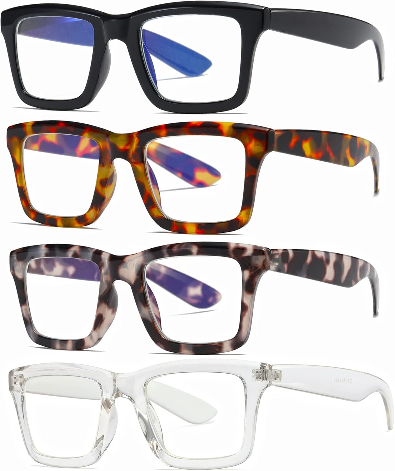 Fsread 4 Pack Oprah Style Reading Glasses for Women Men Blue Light Blocking Comp...