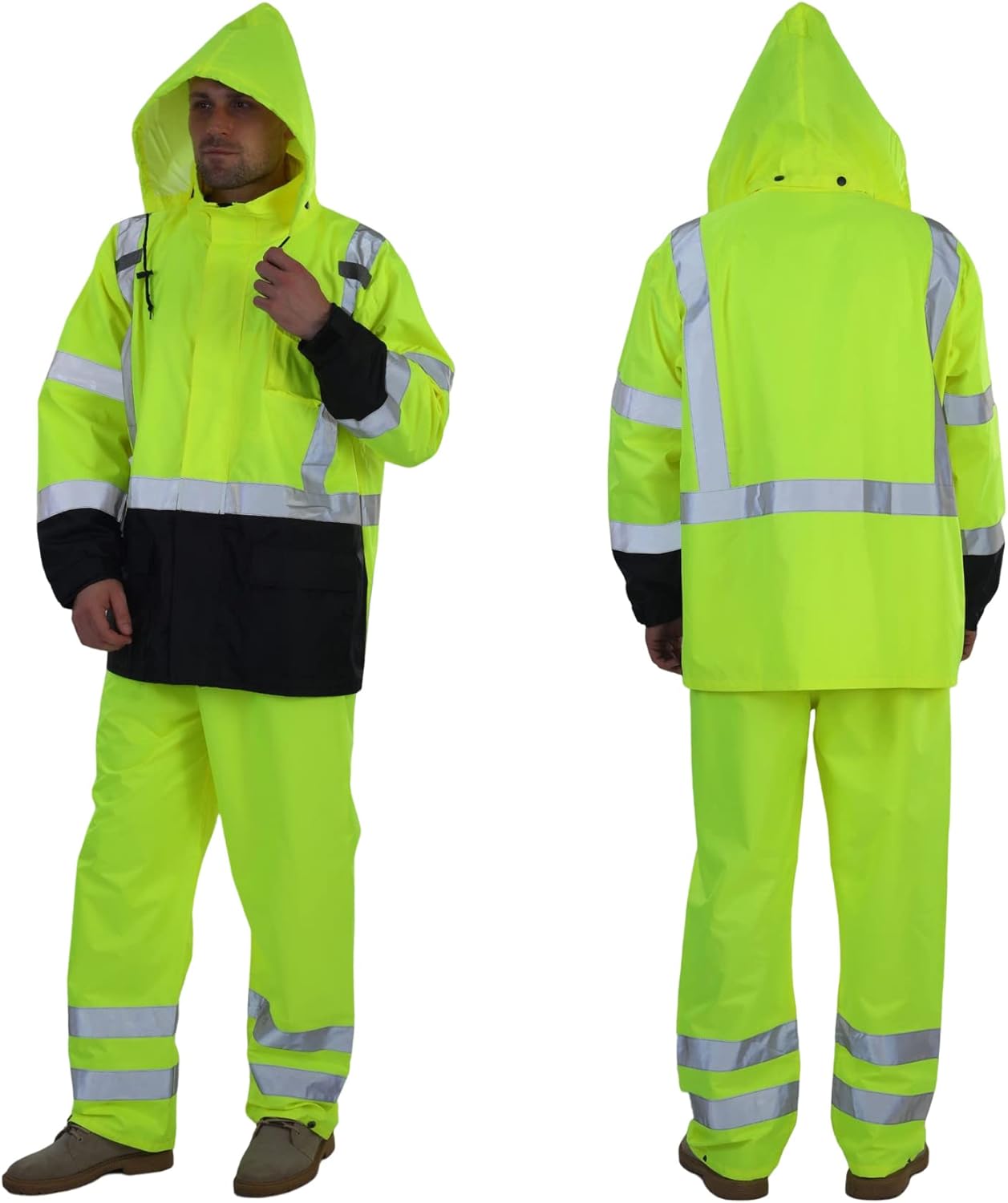 sesafety Hi Vis Rain Jacket, Class 3 High Visibility Rain Gear for Men, Rain Sui...