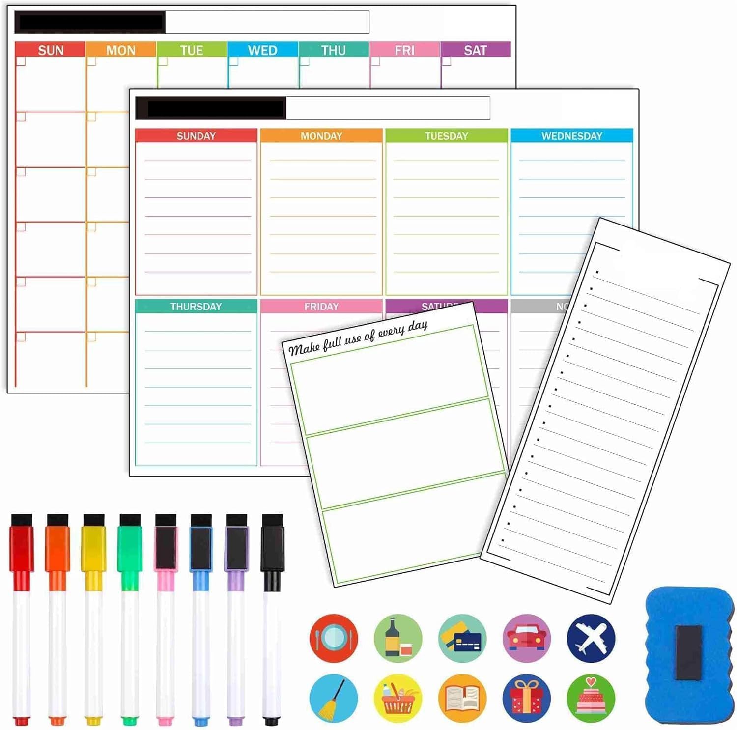 4 Pack Magnetic Whiteboard Calendar, Feela 2024 Monthly Weekly Planner Whiteboar...