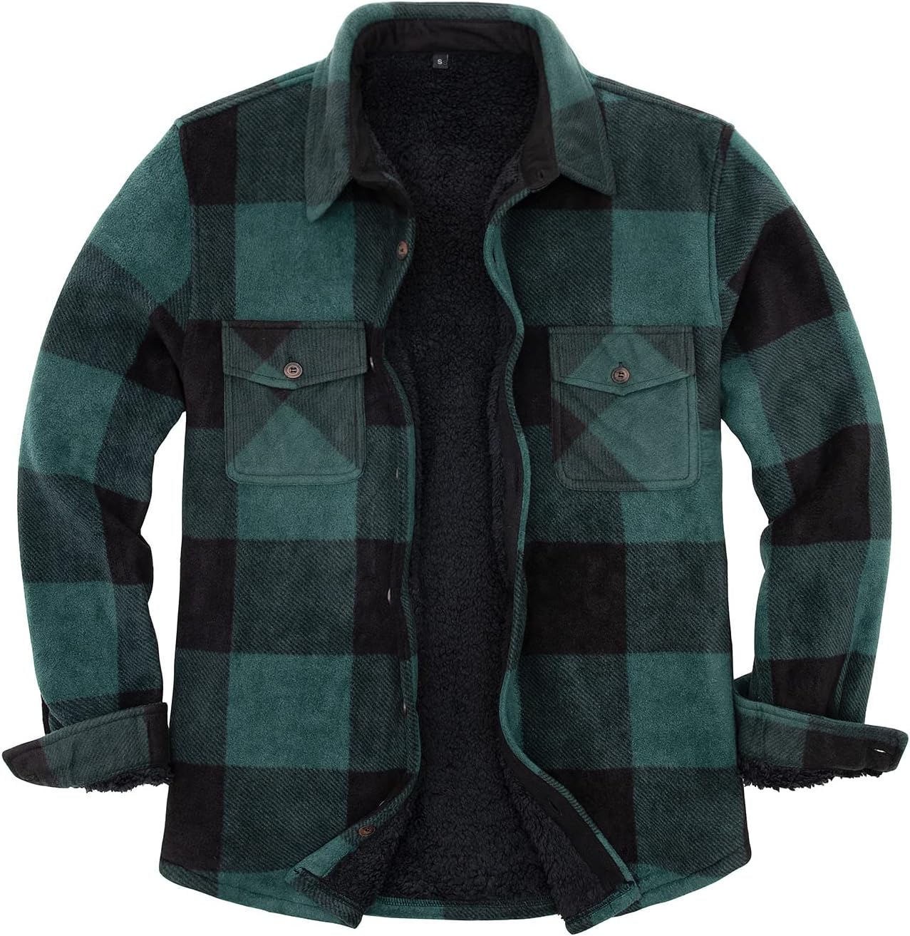 Unique ZENTHACE Men's Warm Sherpa Lined Shirt Jacket, Special Sherpa Fleece Flan...