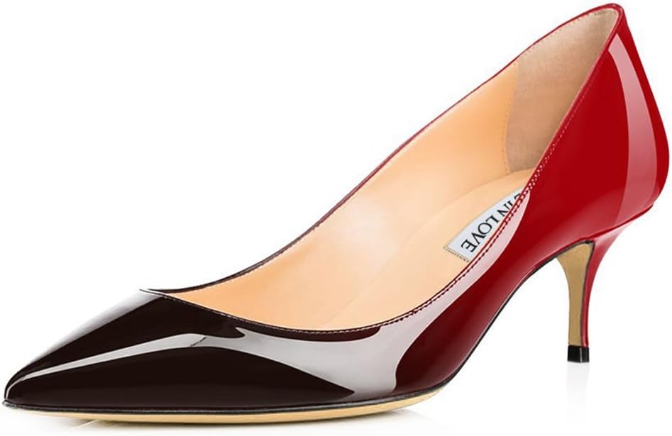 JOY IN LOVE Women's Shoes Low Heels Pointy Toe Kitten Heel Daily Pumps 7 Patent-...