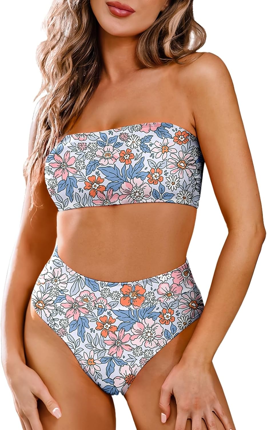 Pink Queen Women's Swimsuit, Special Removable Strap Wrap Pad Cheeky High Waist...