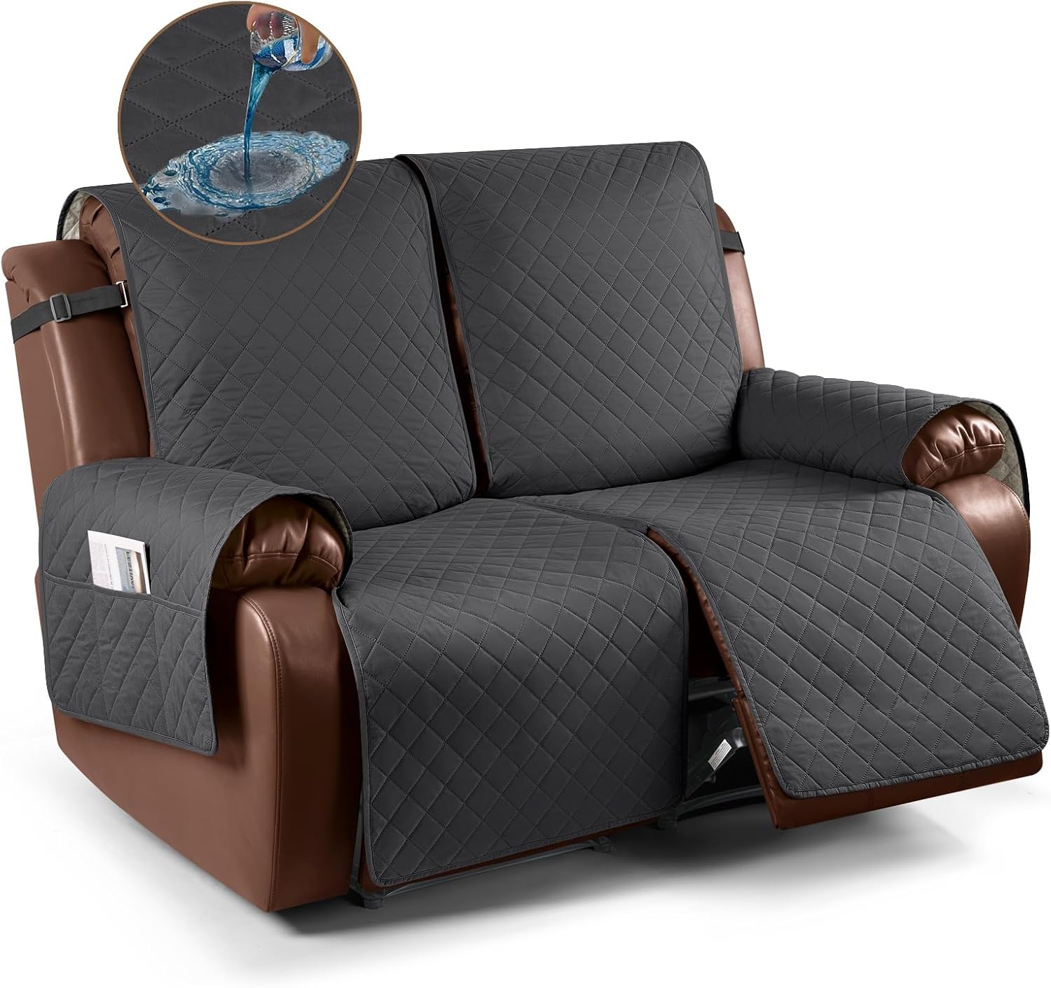 High-Quality KinCam Waterproof Loveseat Recliner Cover, Affordable Non-Slip Recl...