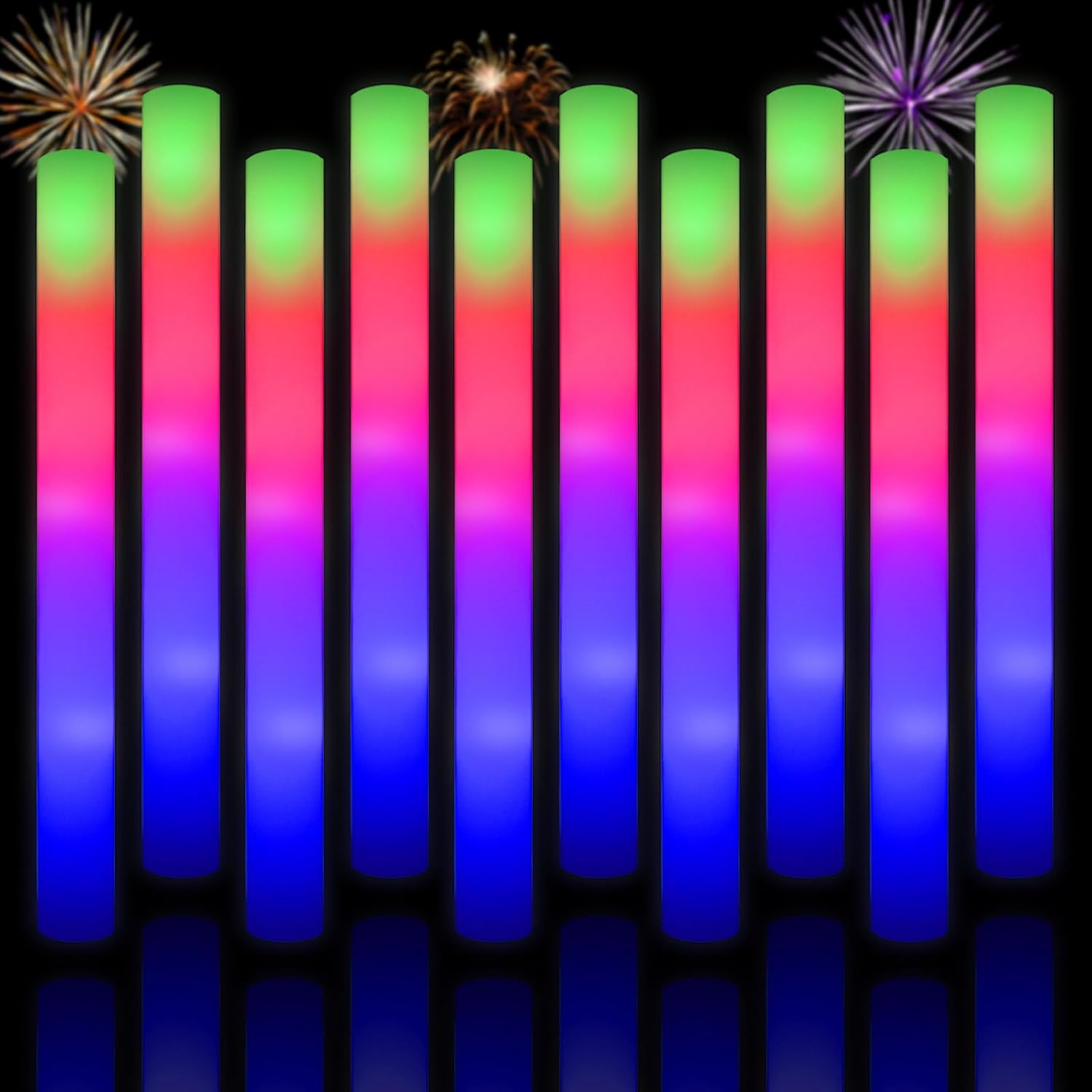 Taotuo Glow Sticks, Special LED Light Up Foam Sticks with 3 Modes Color Flashing...