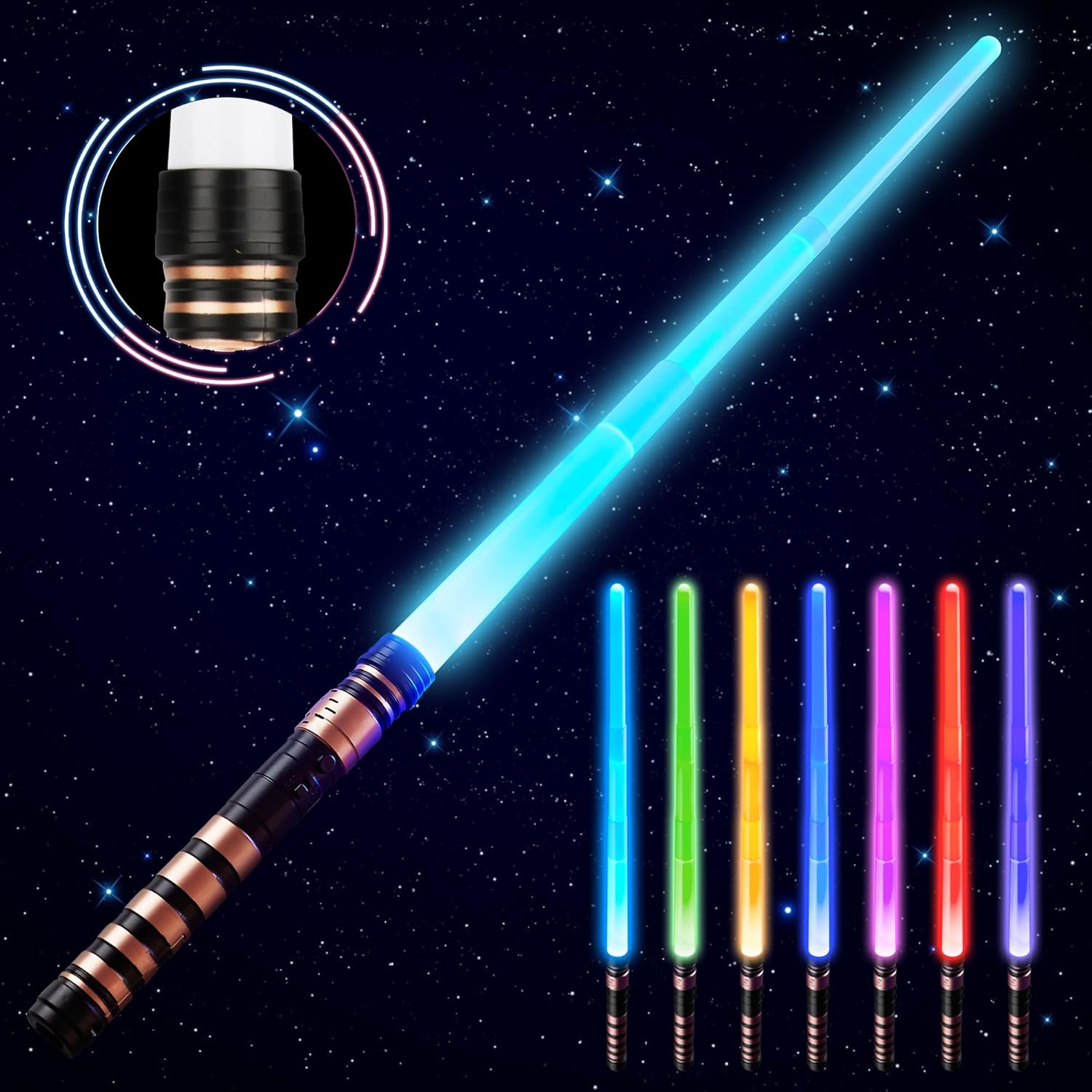 Light Up Saber with Electronic Lights & FX Sound for Kids, 7 Colors Changing LED...