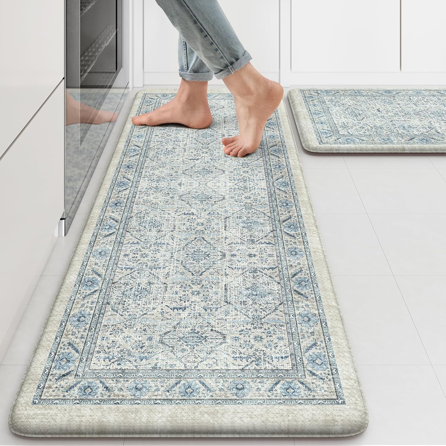 KIMODE Anti Fatigue Kitchen Mats for Floor, Boho Vintage Kitchen Rugs Sets of 2,...