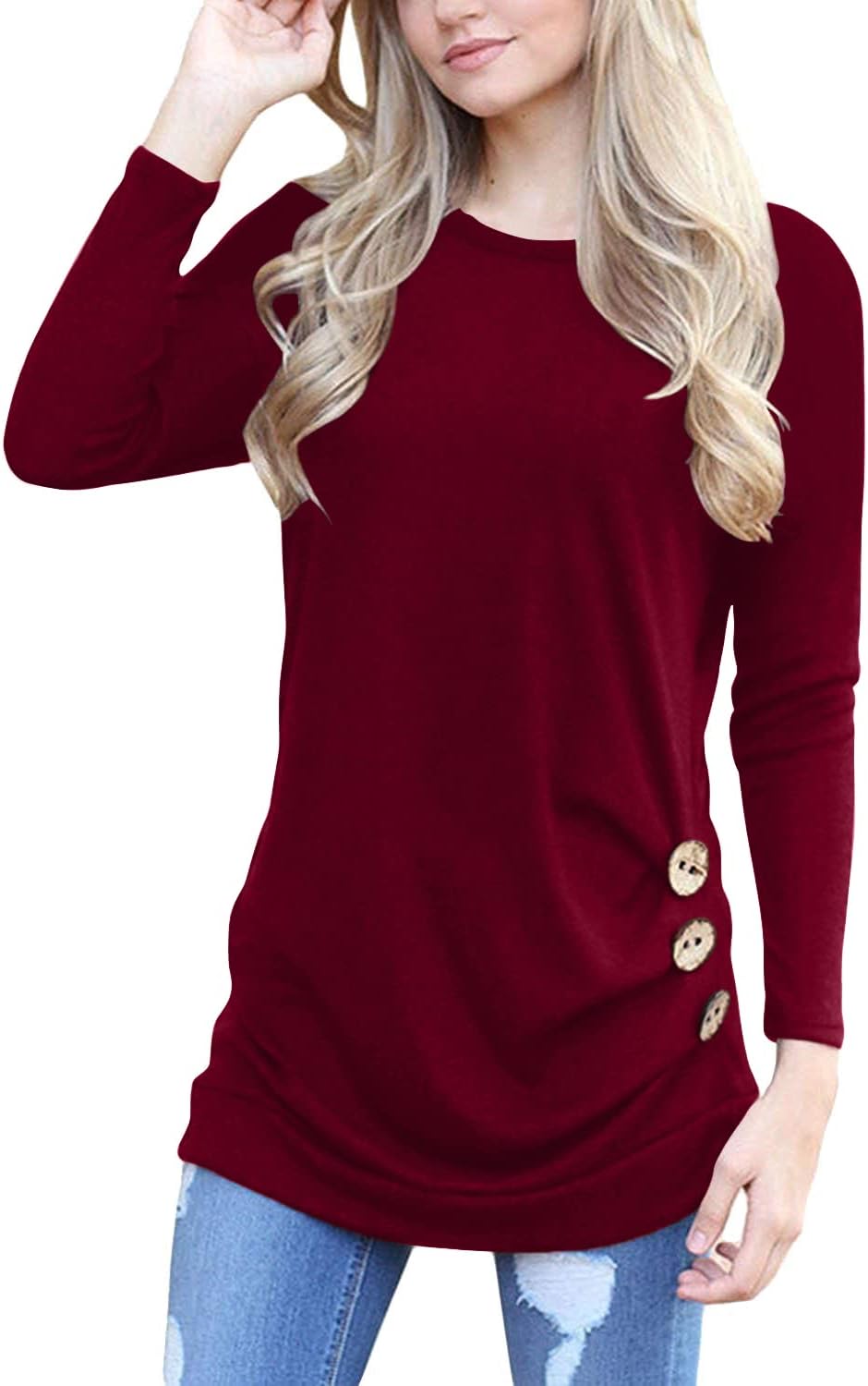 Yincro Women's Casual, Special Long Sleeve Tunic Tops, Innovative Fall Tshirt Bl...