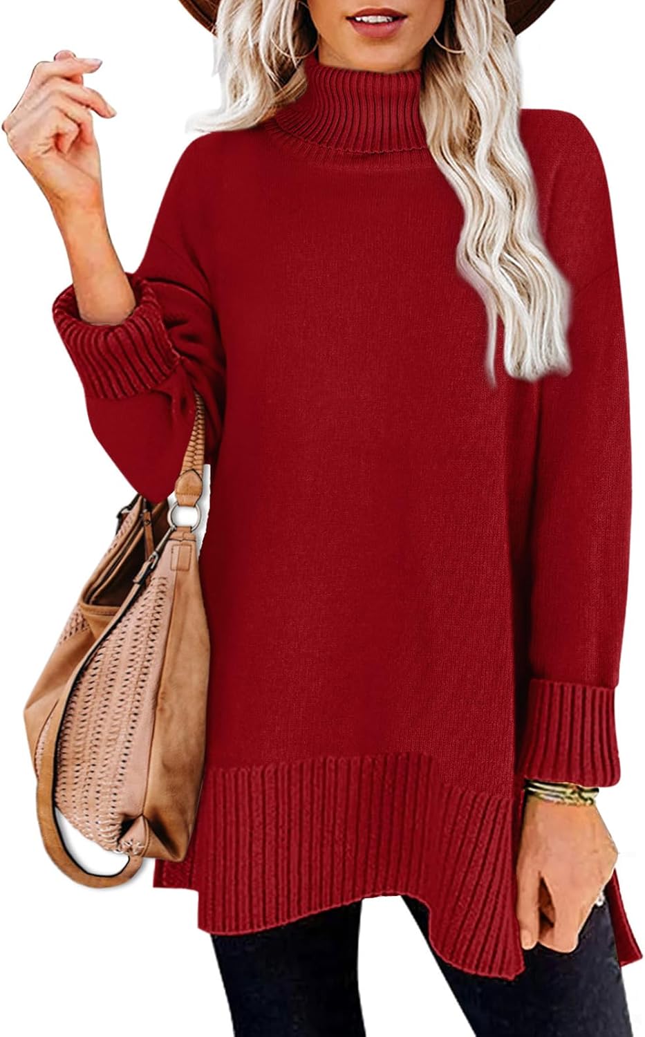 Glanzition Sweaters, Unique Turtleneck Sweaters for Women, Special Oversized Pul...