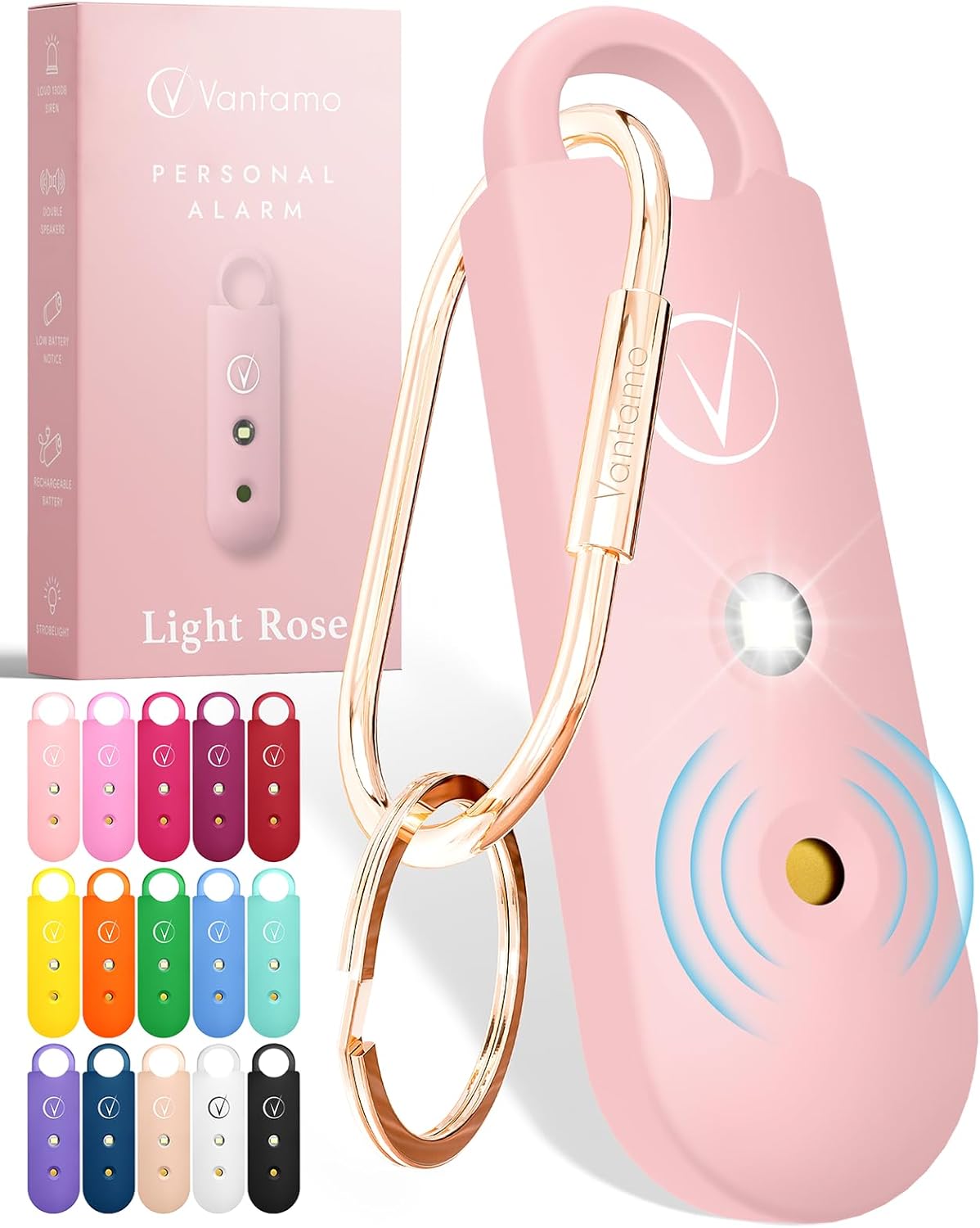 Vantamo Personal Alarm for Women - Extra Loud Double Speakers, First with Low Ba...