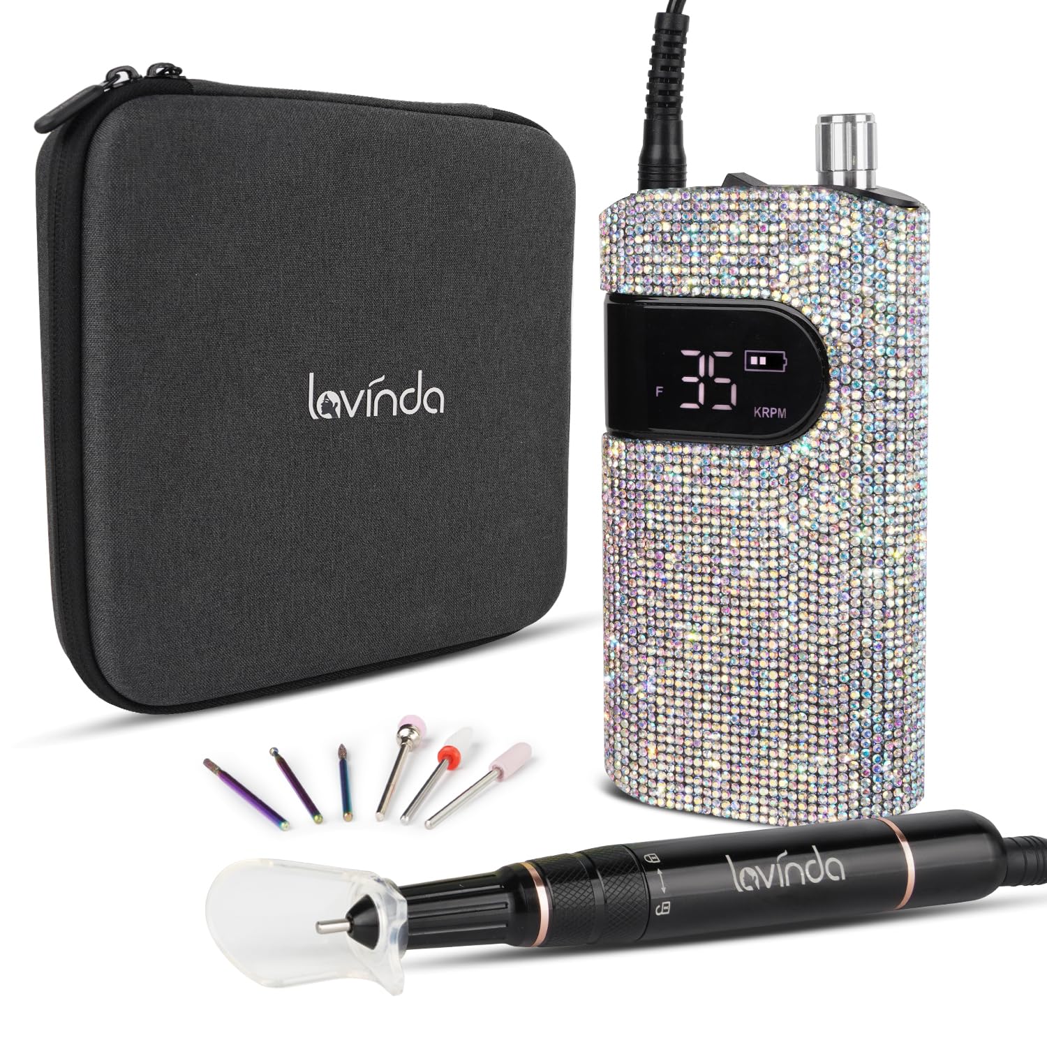 Professional Rechargeable Nail Drill Machine, Lavinda Diamond 35000RPM Electric...