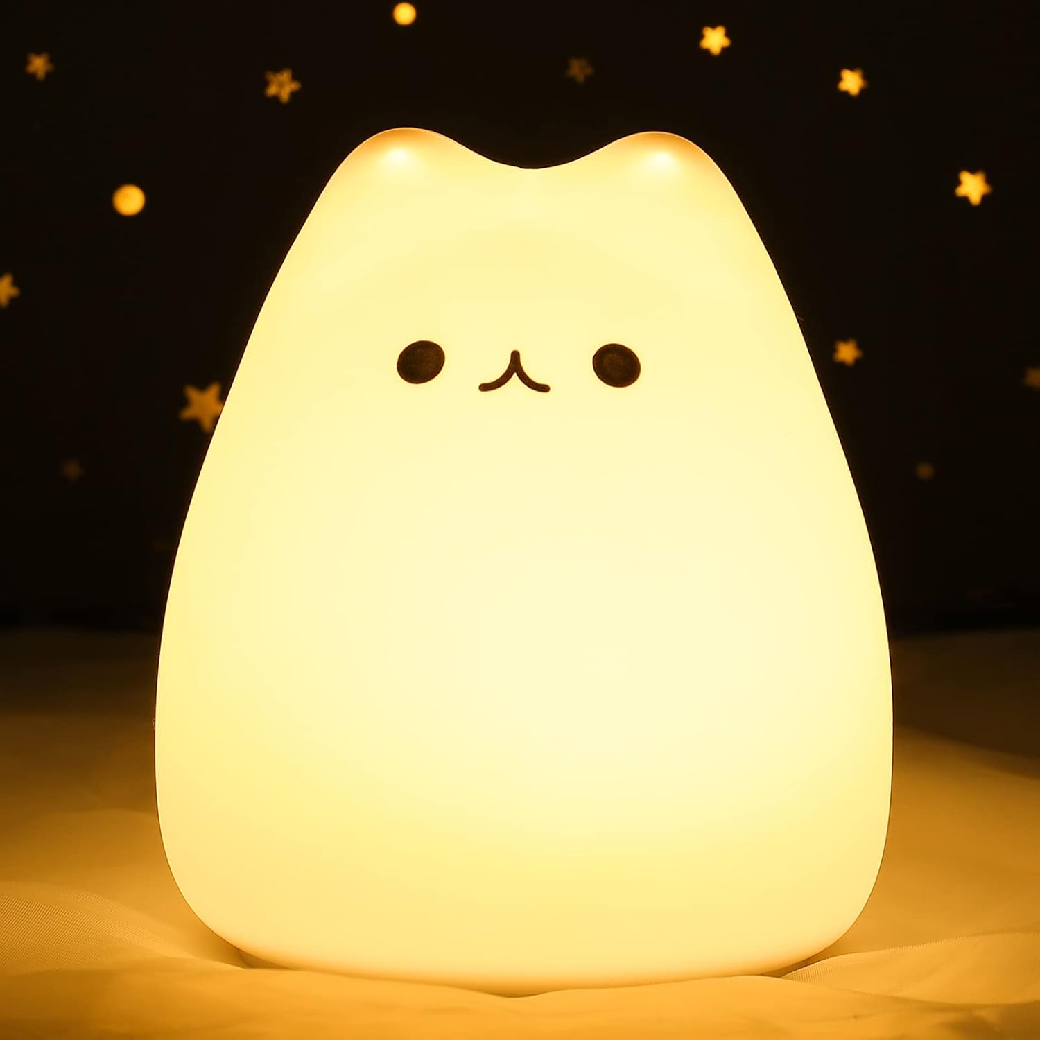 Cat Night Light Cat Lamp, Cute Nursery 7 Color Changing Kids Night Light with Ta...