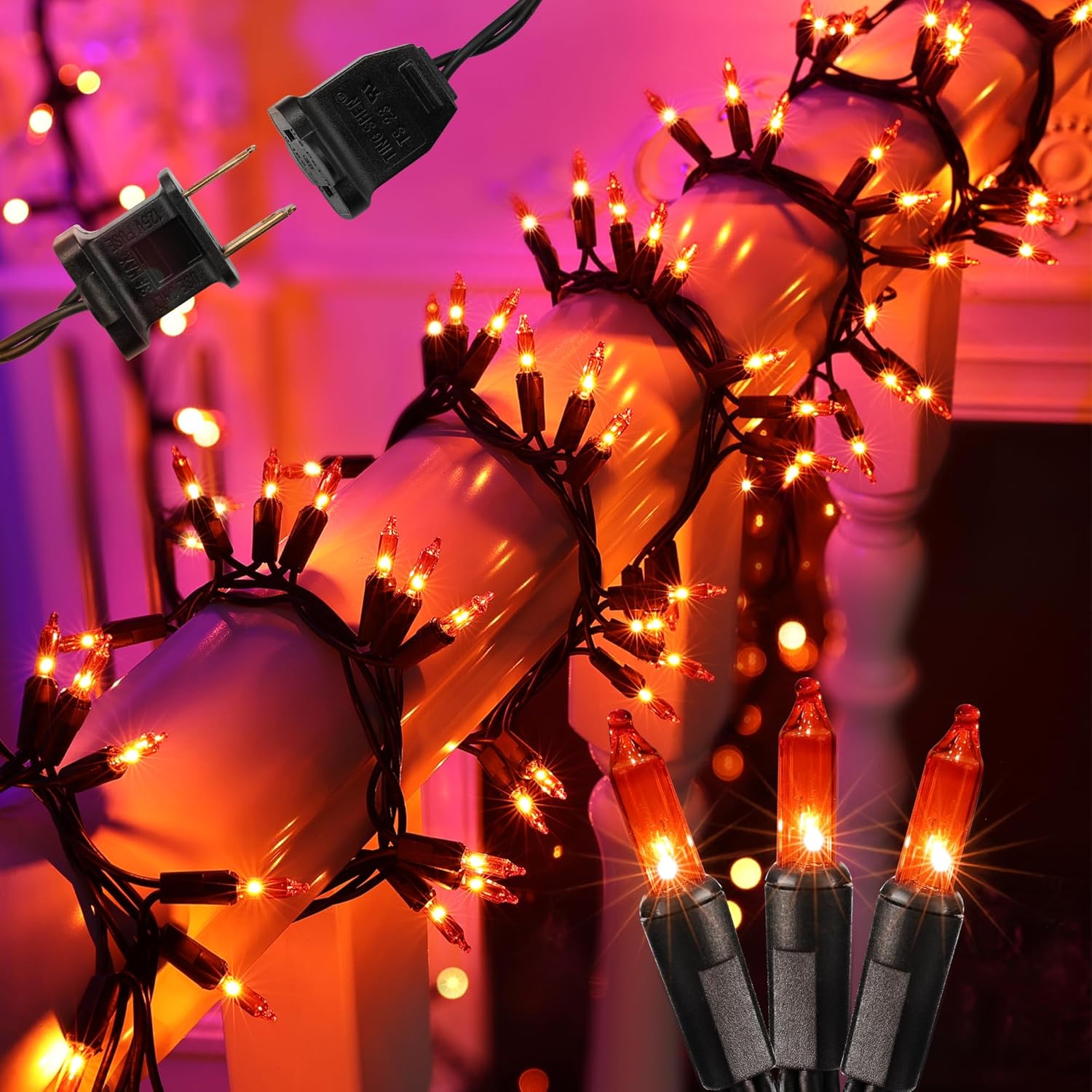 BrizLabs Halloween Lights, 300-ct Incandescent Halloween Garland Lights, Connect...