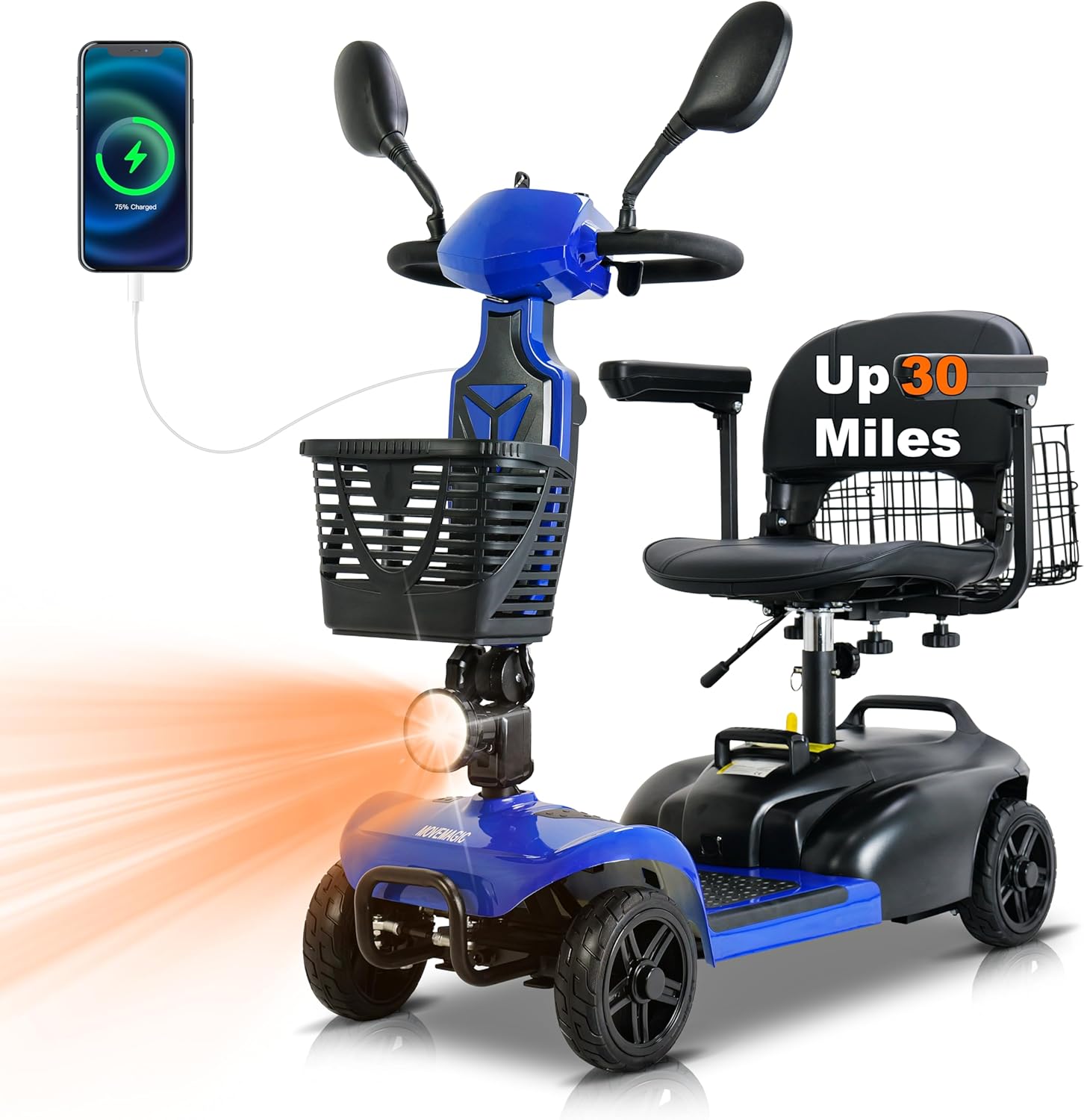 30 Miles Long Range 4 Wheel Electric Mobility Scoo...