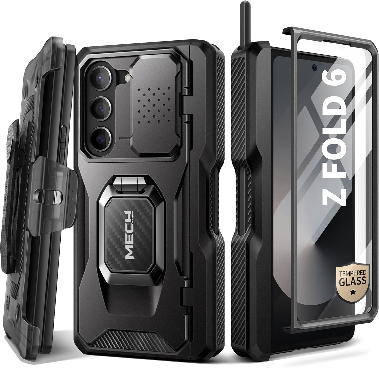 TONGATE for Z Fold 6 Case with Ring Stand, Built-in S Pen Holder & Glass Screen...