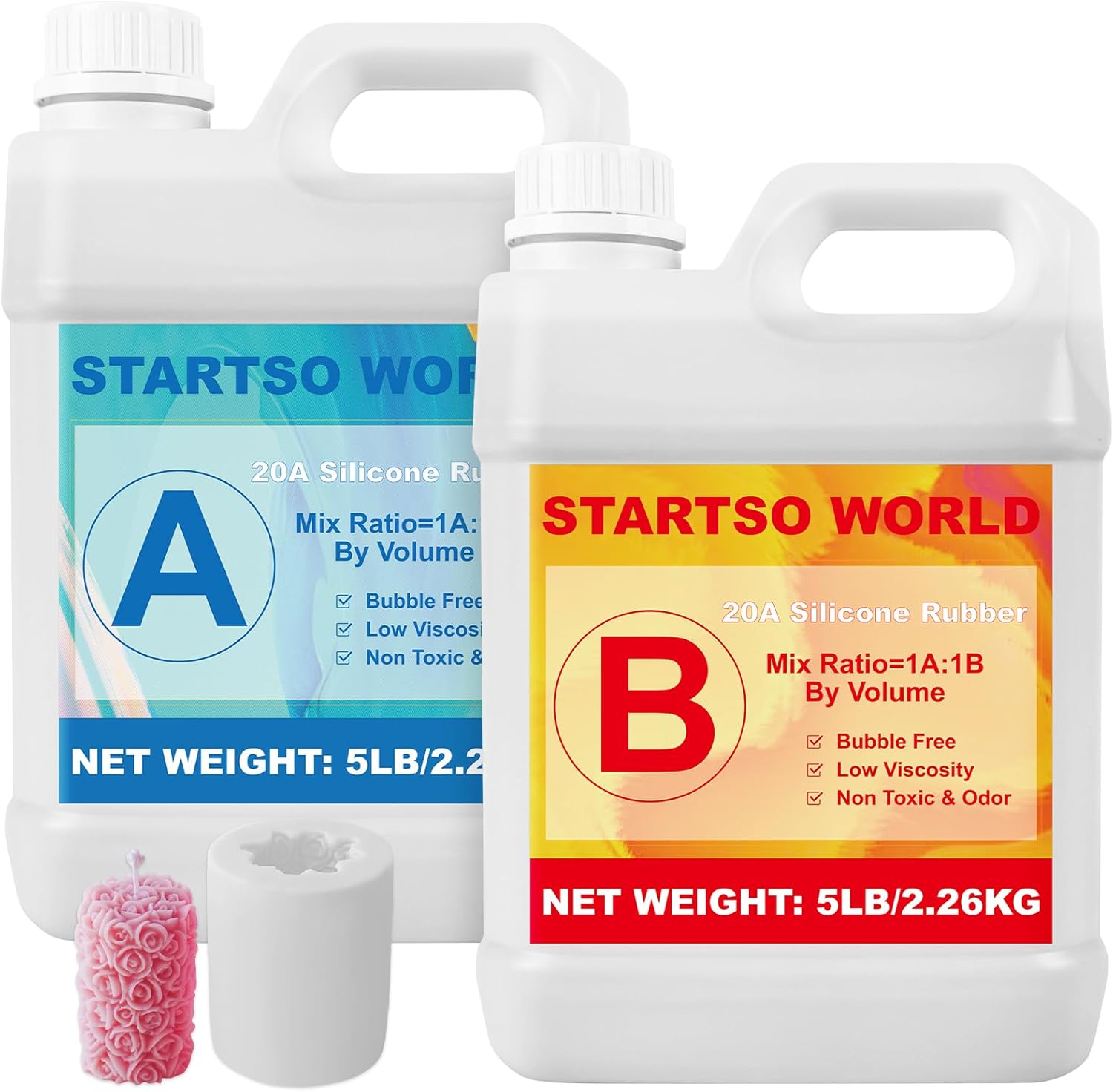 STARTSO WORLD Silicone Mold Making Kit 20A, Platinum Liquid Silicone Rubber for...