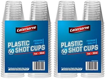 100 Plastic Shot Glasses - Multi Use Crystal Clear Hard Plastic Sampling Cups -...