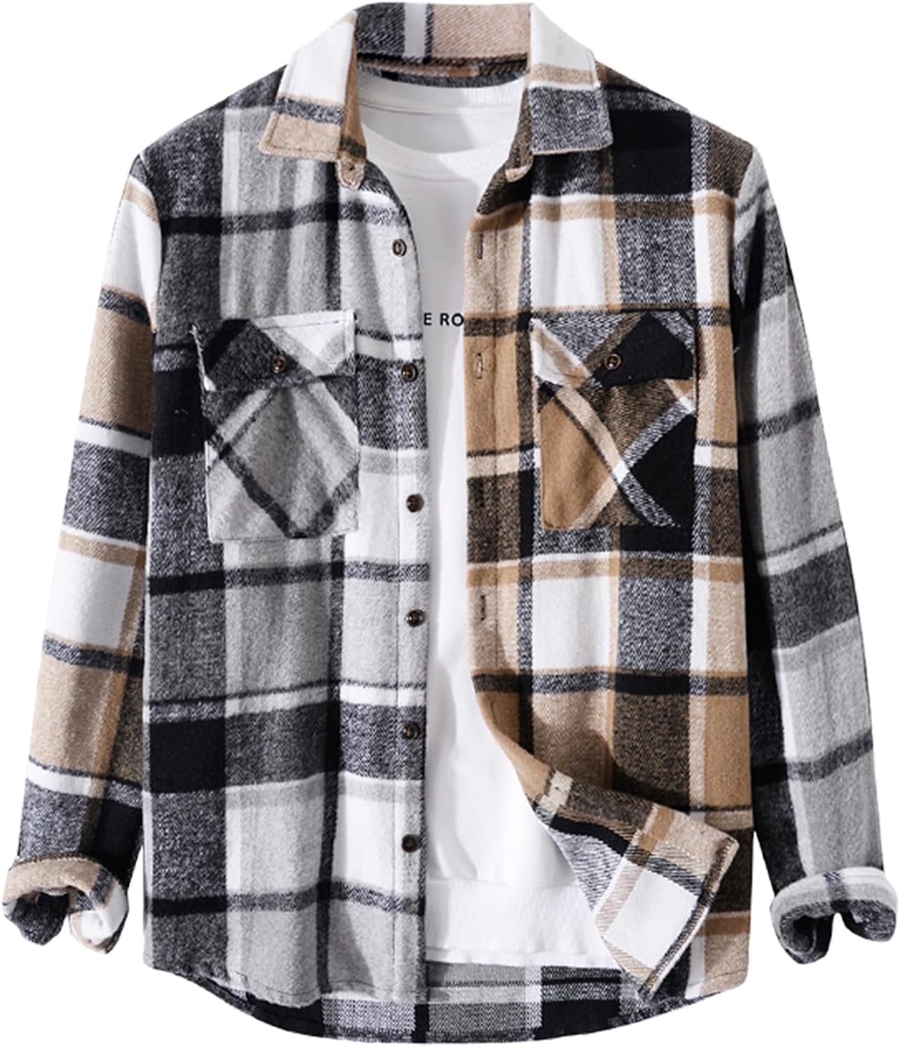 ZAFUL Mens Plaid Shirt,Long Sleeves,Classic Flannel Shirt Button Down Shirt Jack...