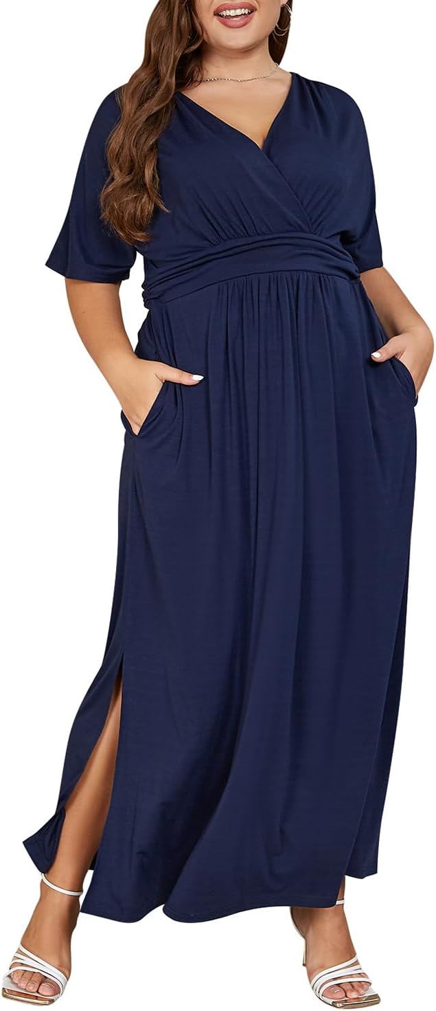 Keluummi Plus Size Wedding Guest Maxi Dress for Curvy Women, Summer Formal Flora...
