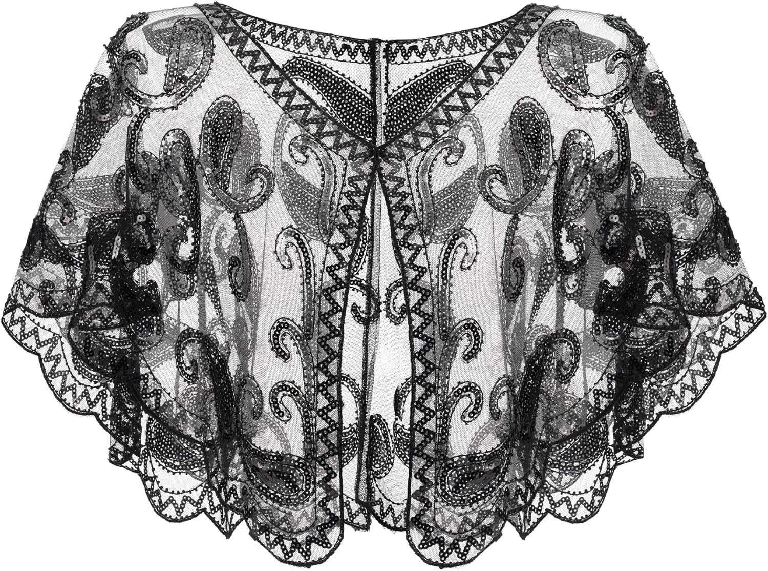 SWEETV Women's 1920s Flapper Shawl,Sequin Beaded Shawls and Wraps for Evening Dr...
