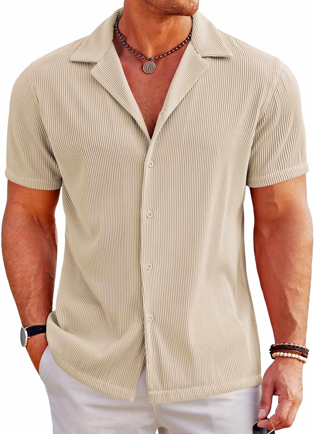 COOFANDY Men's Casual Button Down Shirt, Special Short Sleeve Fashion Camp Beach...