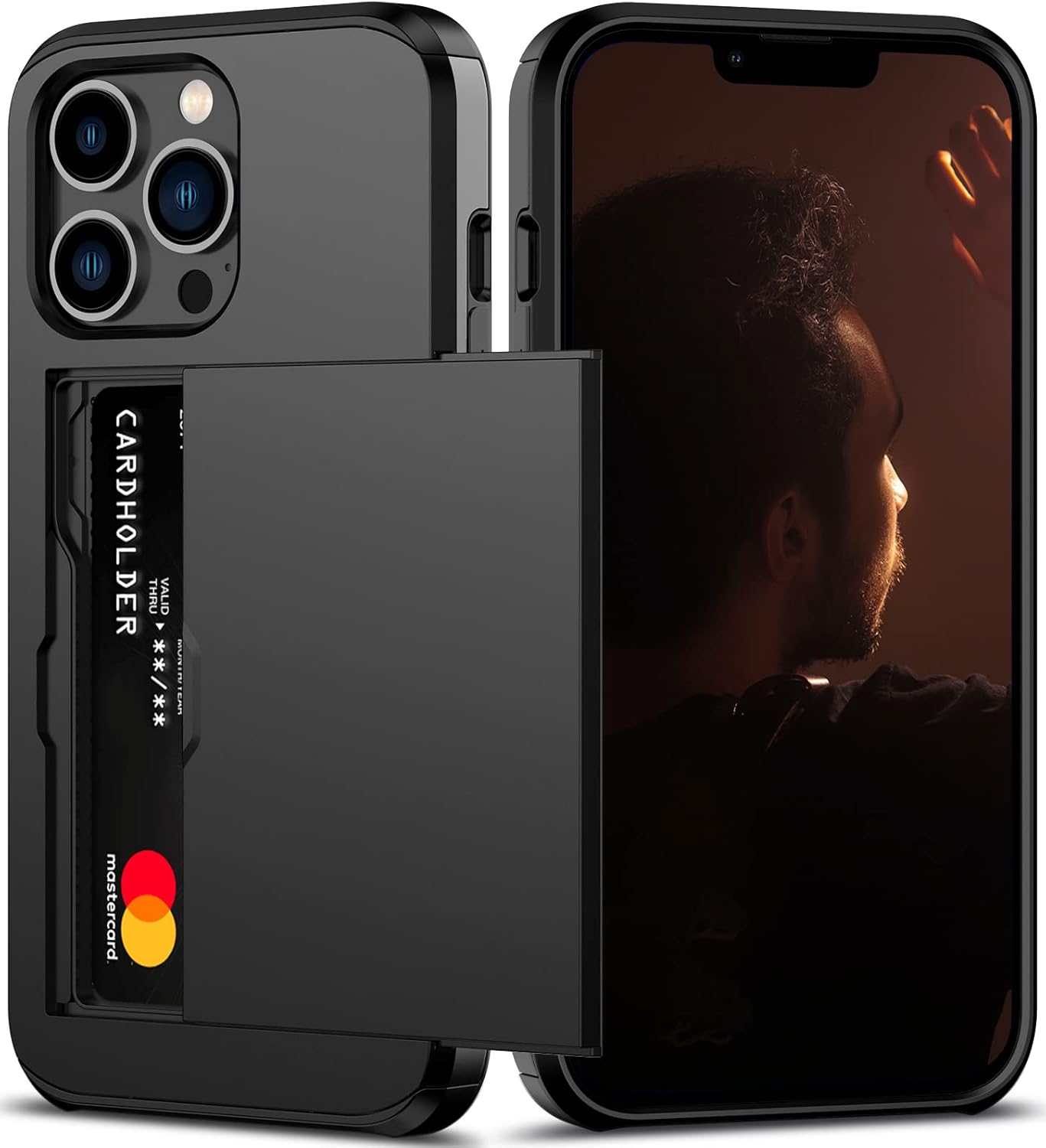 Nvollnoe for iPhone 13 Pro Case with Card Holder Heavy Duty Protective Dual Laye...