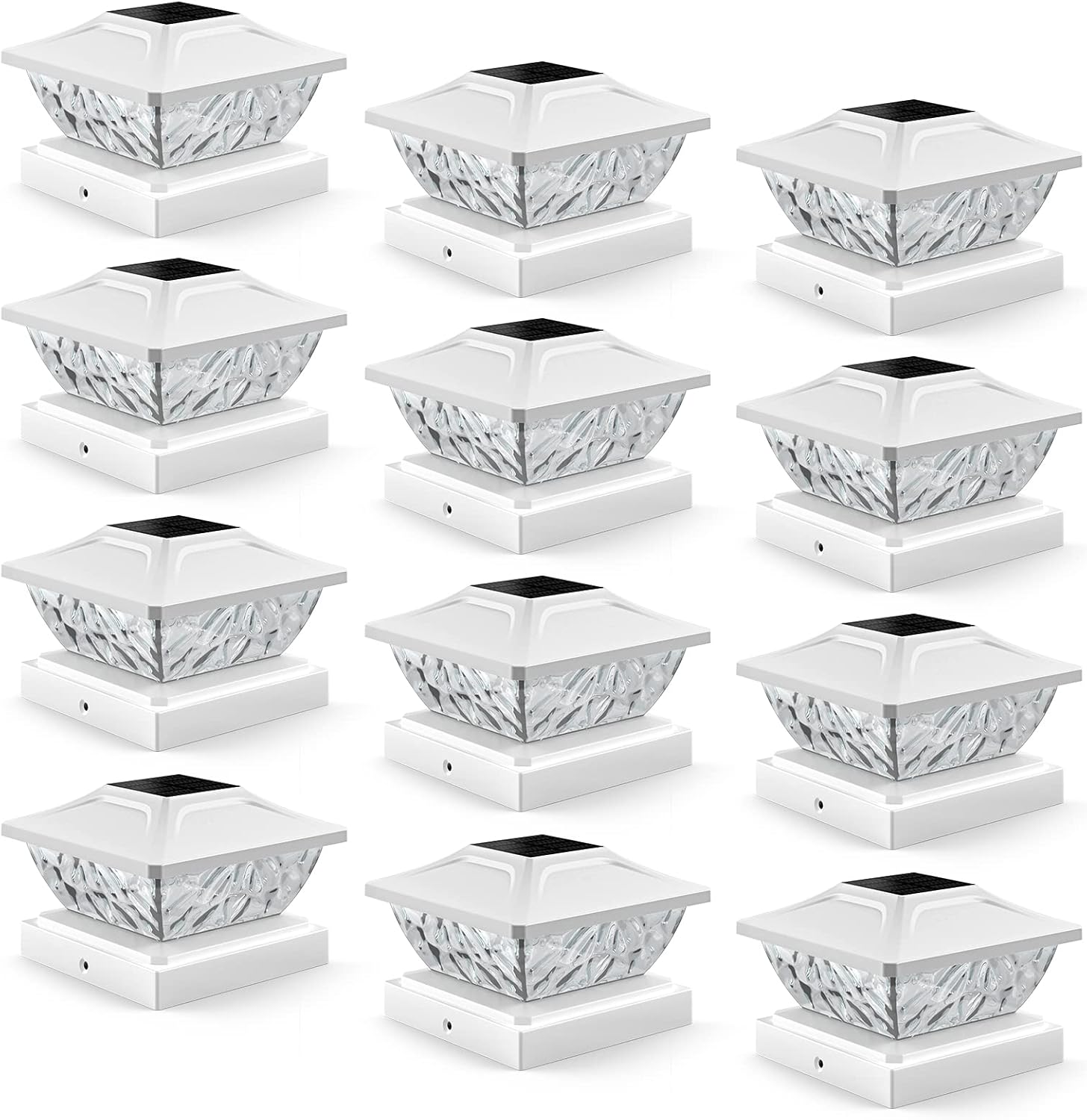 12 Pack Solar Post Cap Lights, 2 Mode Bright Solar...