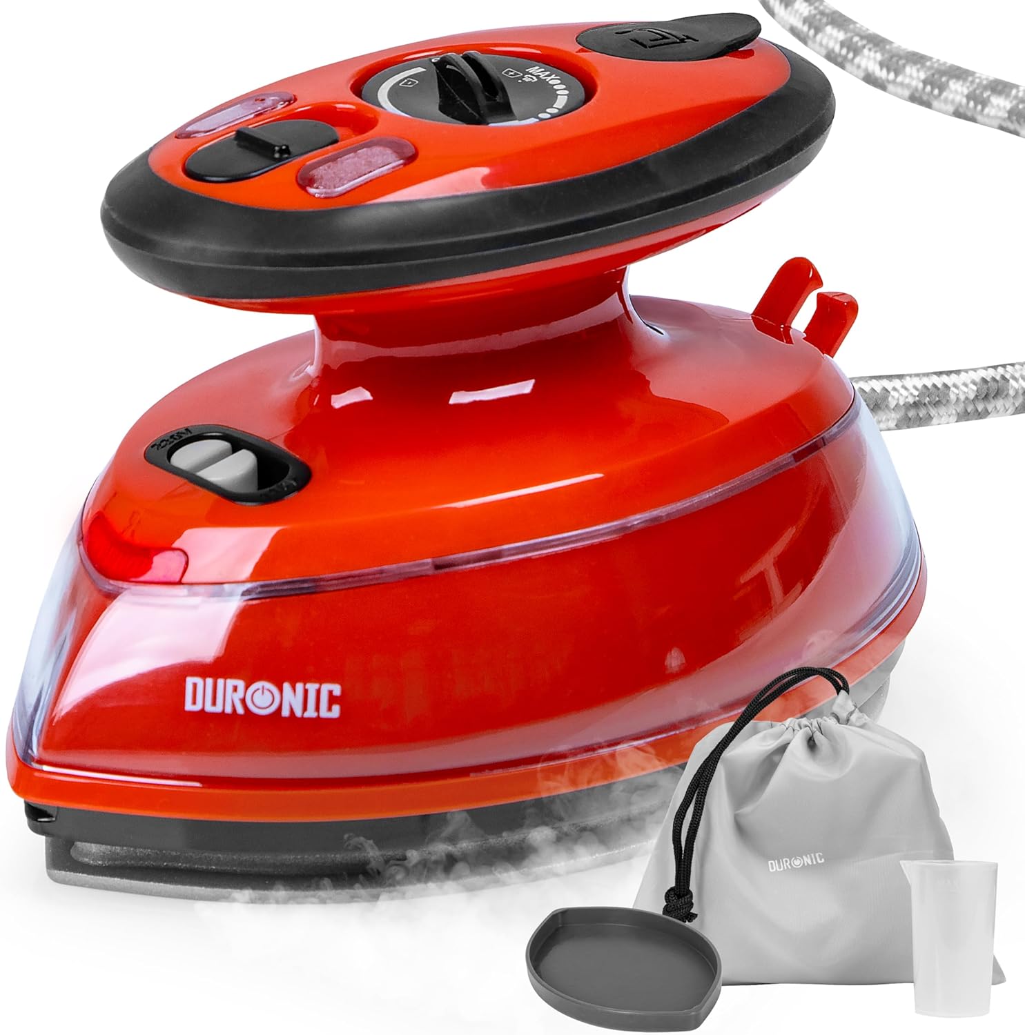 Duronic Travel Iron SI2 RD Mini Iron, 50ml Tank, Steam Iron, 375W Lightweight Po...