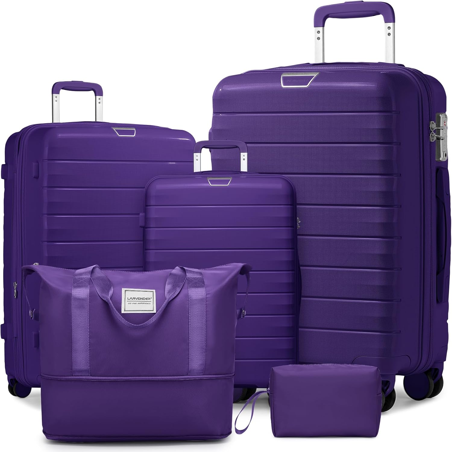 LARVENDER Luggage Sets 5 Piece with Duffel Bag Expandable(Only 28 inch) Hardside...