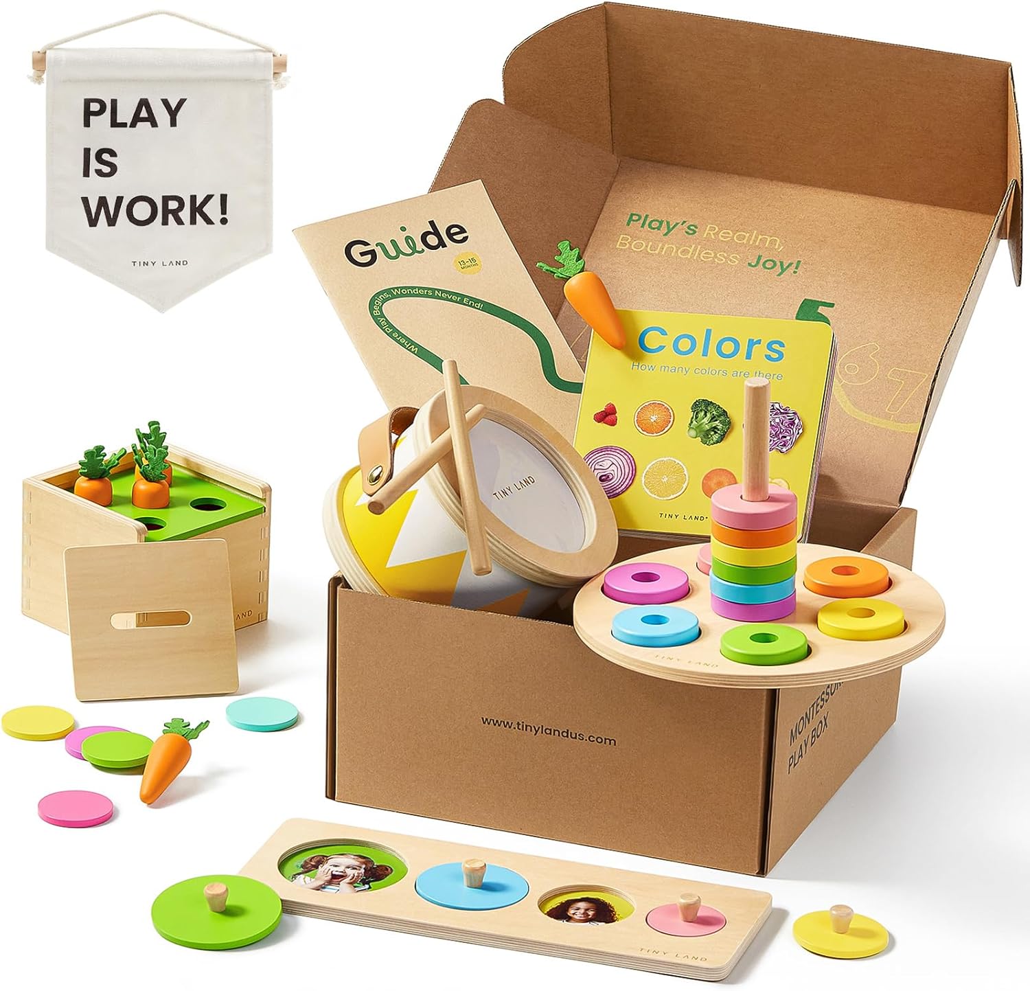 Tiny Land®️ Montessori Toy Set for Baby 13-15 Months Explorer Play Kit - 7-in-1...