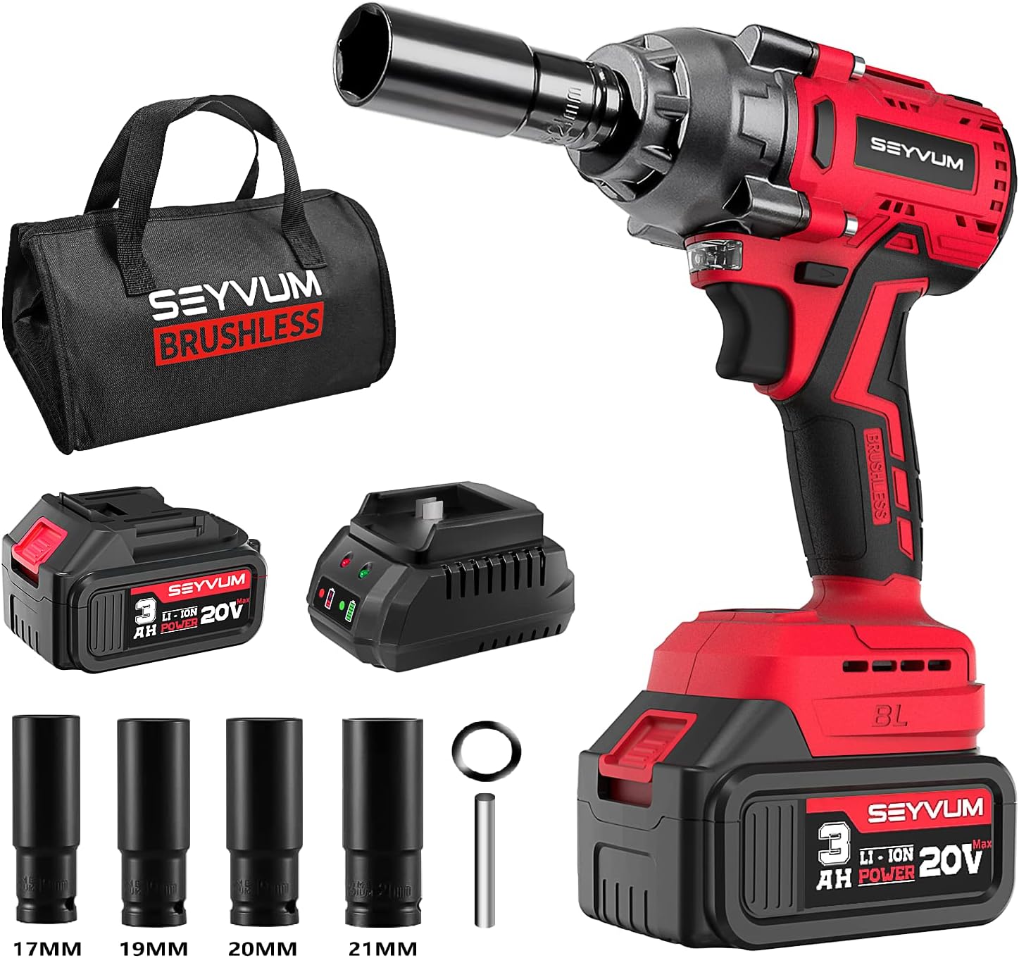 SEYVUM Impact Wrench,1/2" Impact Gun, Power Impact Driver Max Torque 320 Ft-lbs...