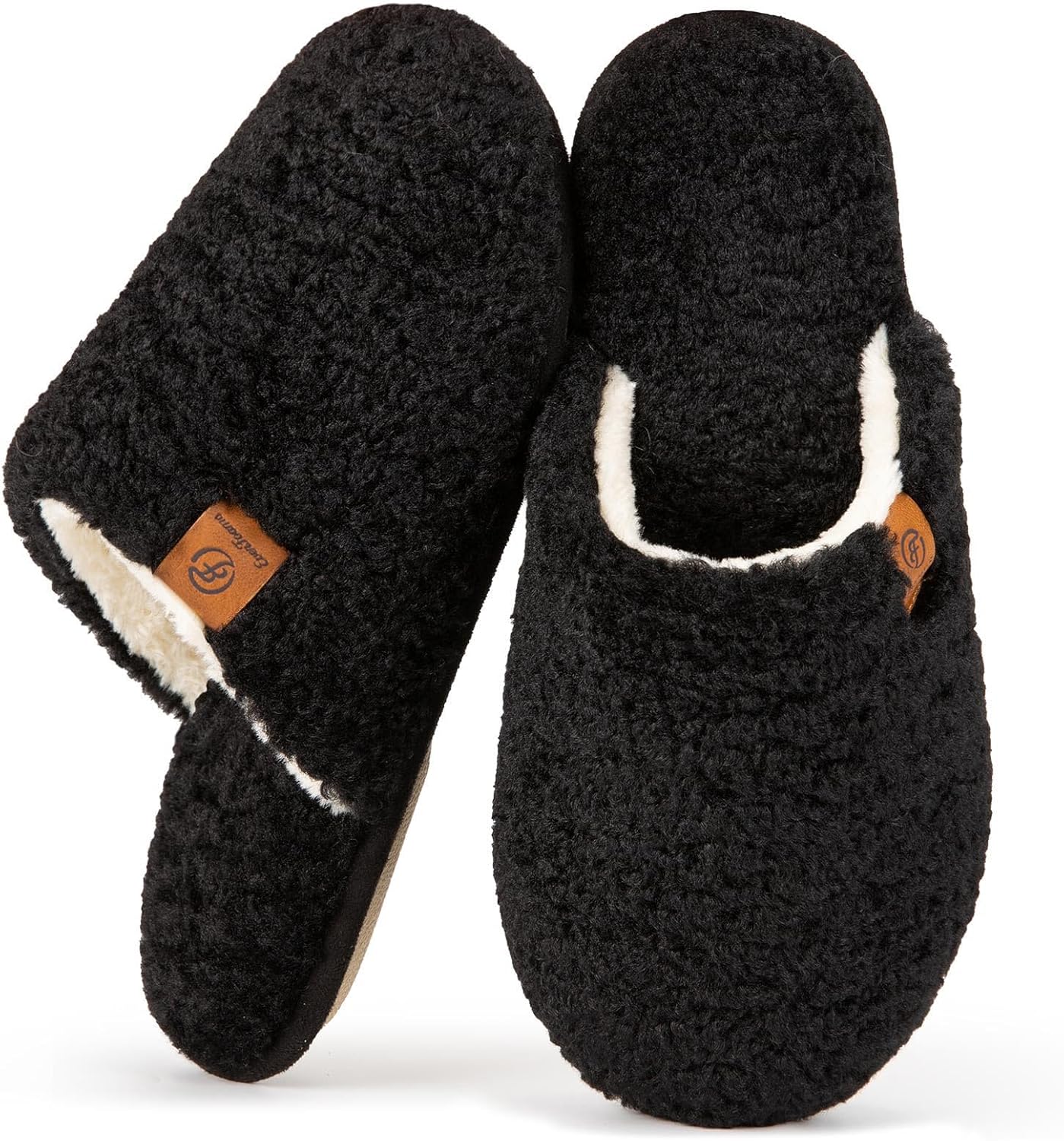EverFoams Women's Fuzzy Slip-on Slippers Warm Cozy Soft Lightweight Memory Foam...