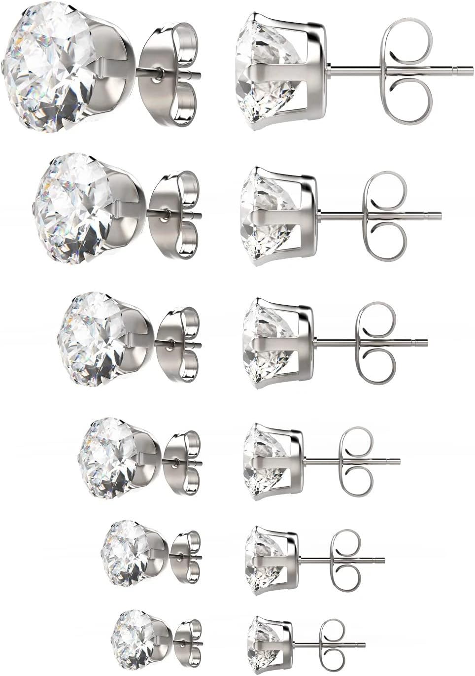 UHIBROS 6 Pairs Stainless Steel Stud Earrings Set...