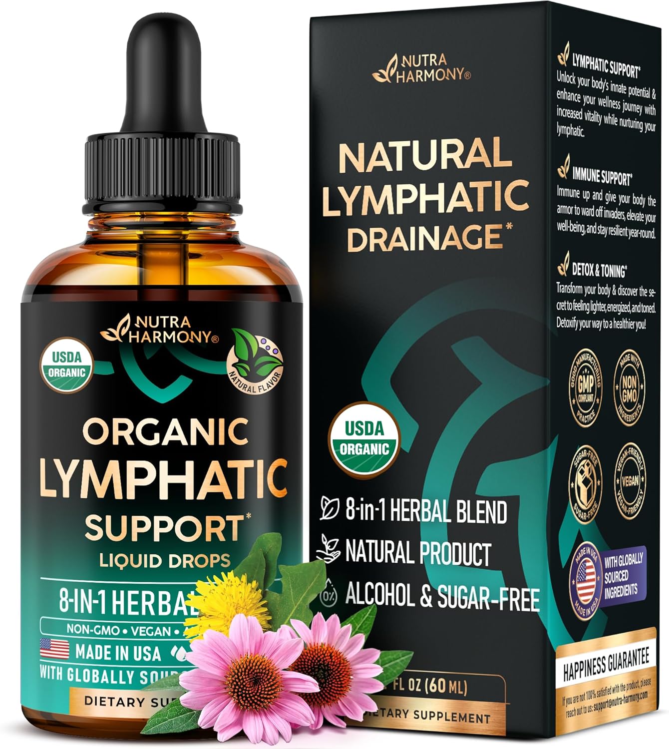 USDA Organic Lymphatic Drainage Supplement, Special Echinacea | Elderberry | Dan...