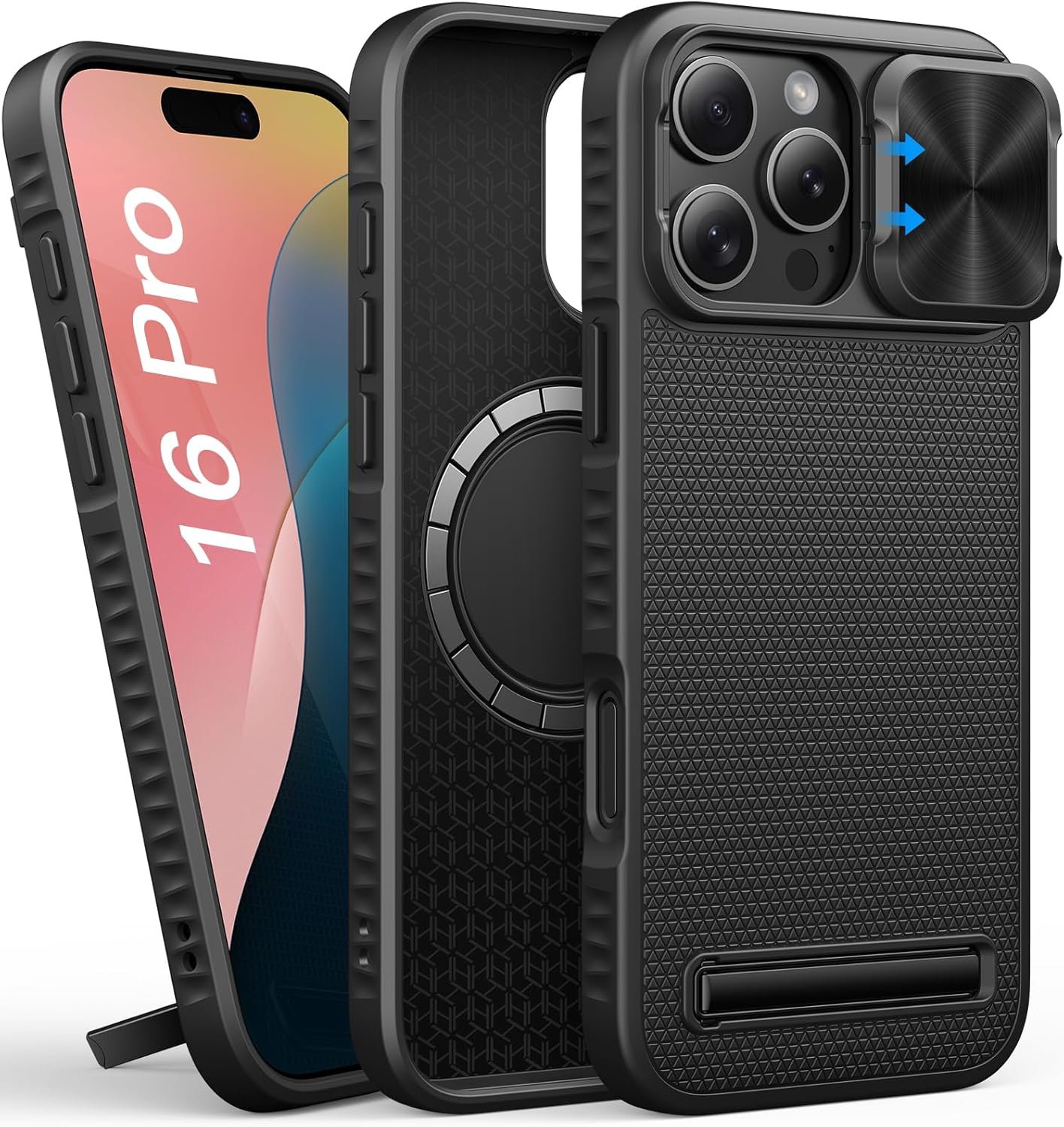 SIXBOX for iPhone 16 Pro Case, Compatible with MagSafe, Slim Fit, Built-in Kicks...