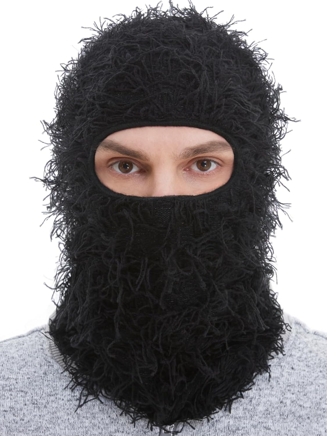 Distressed Balaclava Ski Mask, Shiesty Yeat Airsoft Custom Camo Knitted Face Mas...