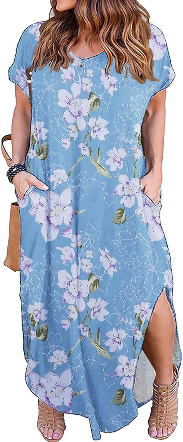 Kancystore Women's Plus Size Dresses, Innovative Casual Loose Pocket Short Sleev...