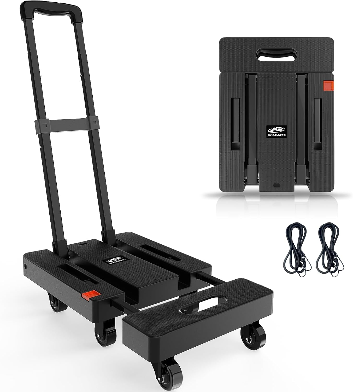 SOLEJAZZ Folding Hand Truck Portable Dolly for Moving, 500LB Luggage Cart Dolly...