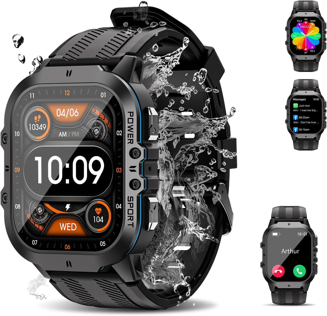 OUKITEL Military Smart Watch for Men BT20, Smart Watches with Bluetooth Voice Ca...