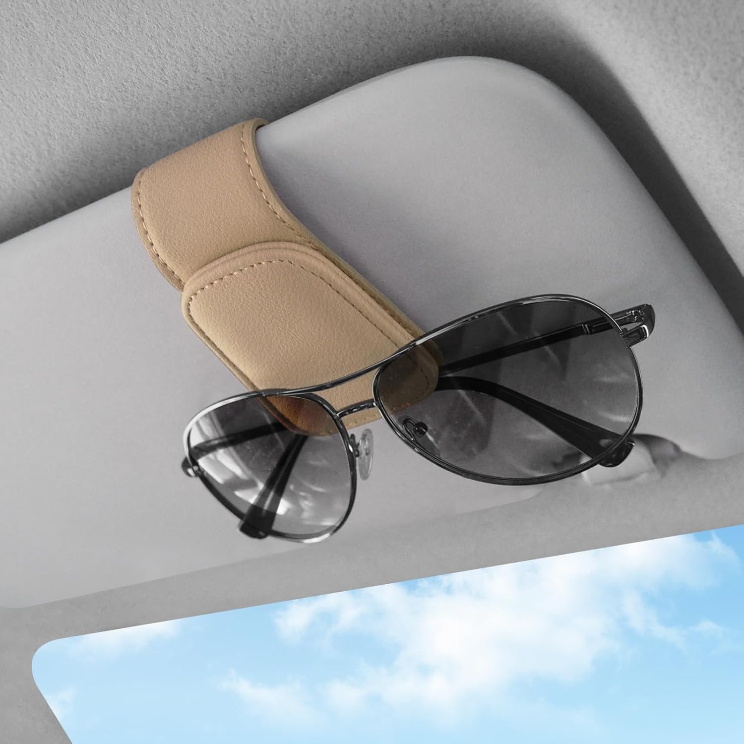 Sunglasses Holders for Car Visor,Car Magnetic Glasses Holder Leather Sunglasses...