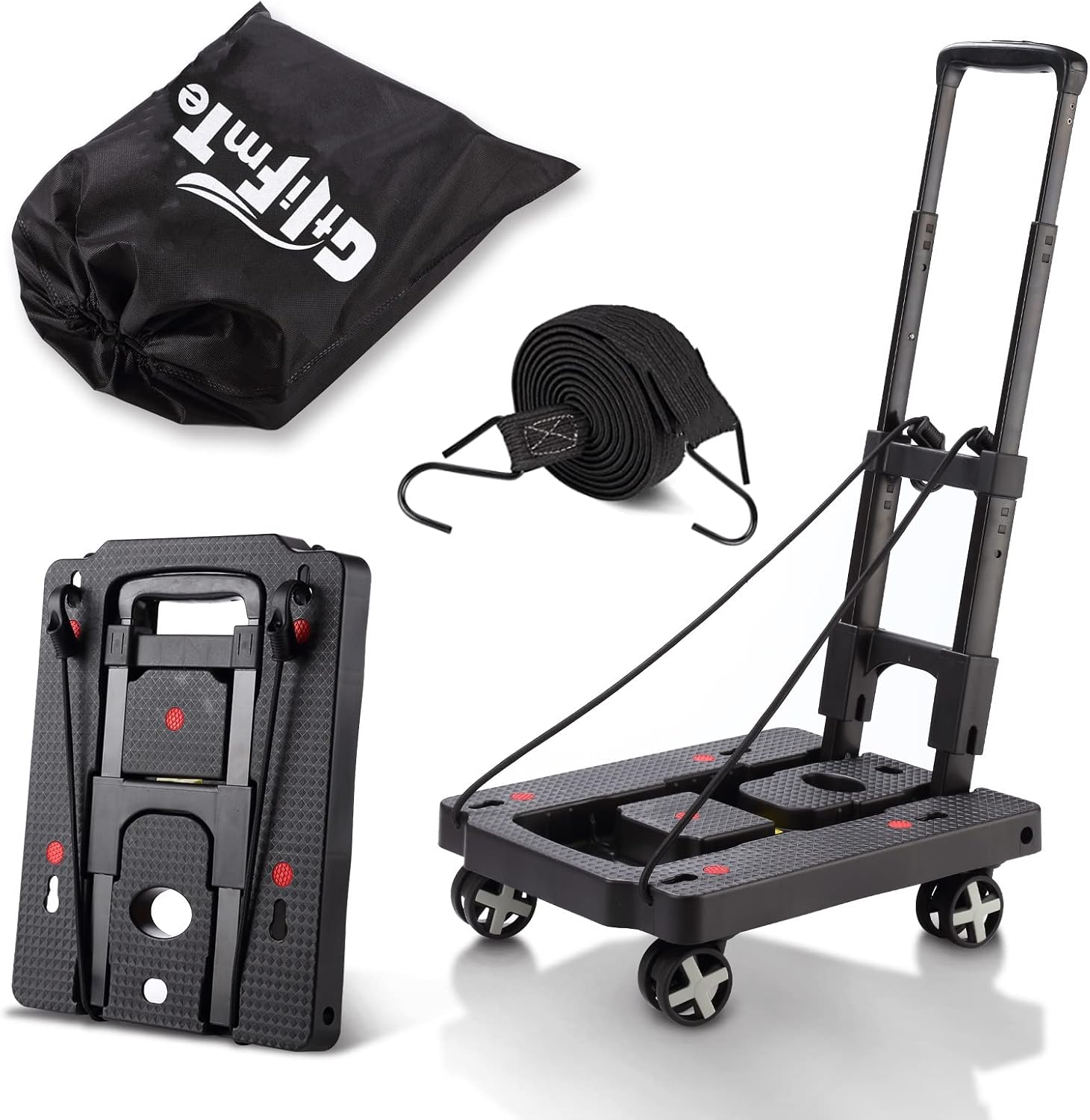 Folding Hand Truck, Lightweight Hand Truck Dolly Foldable,Luggage cart with 4 Ro...