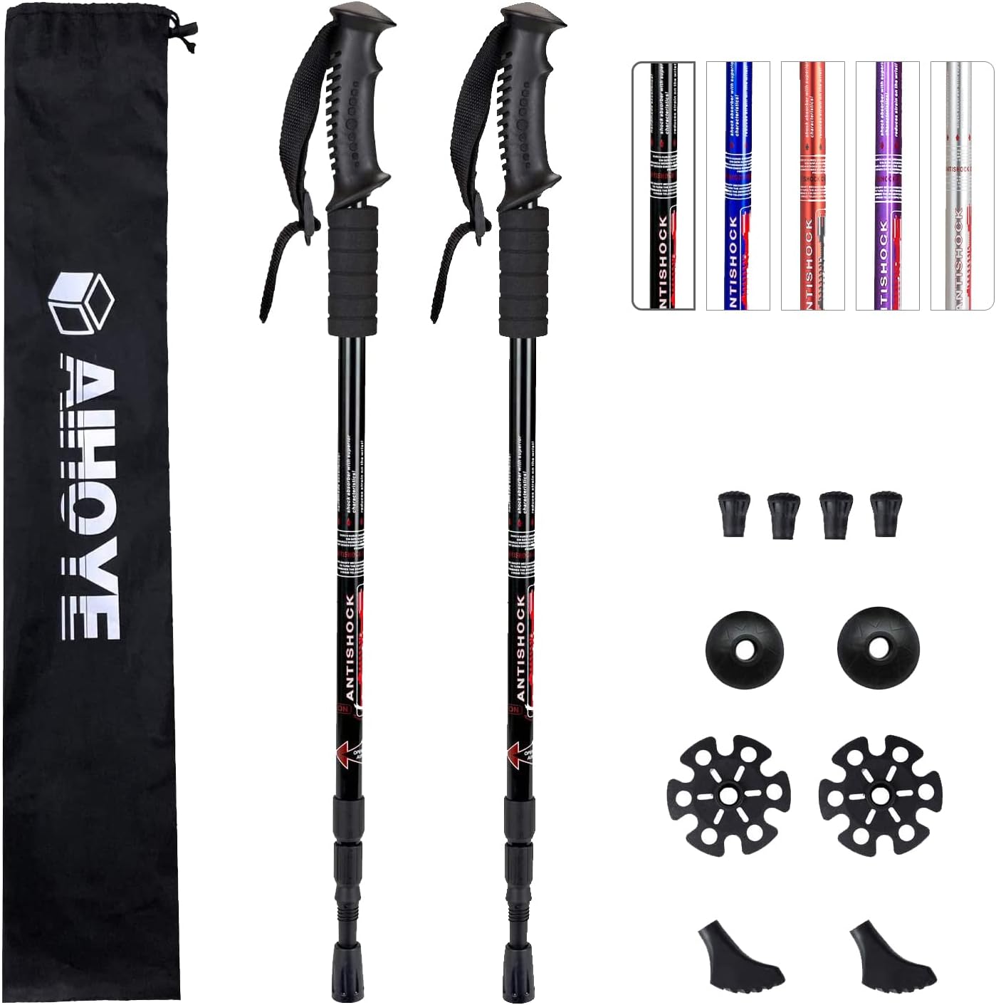Aihoye Hiking Trekking Poles, 2 Pack Collapsible,Lightweight, Anti Shock, Hiking...