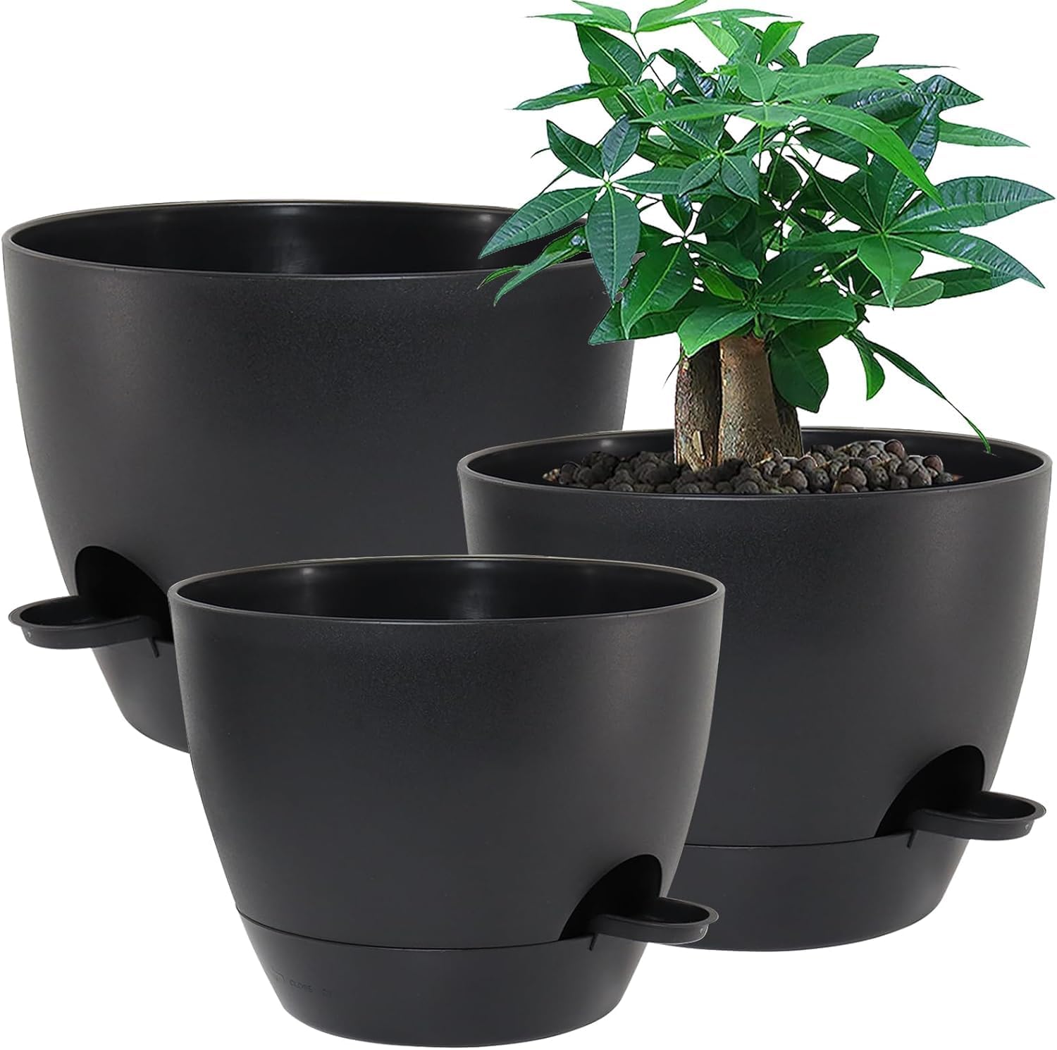 Large Self Watering Pots, Unique Gardening Planters with High Drainage Holes, In...
