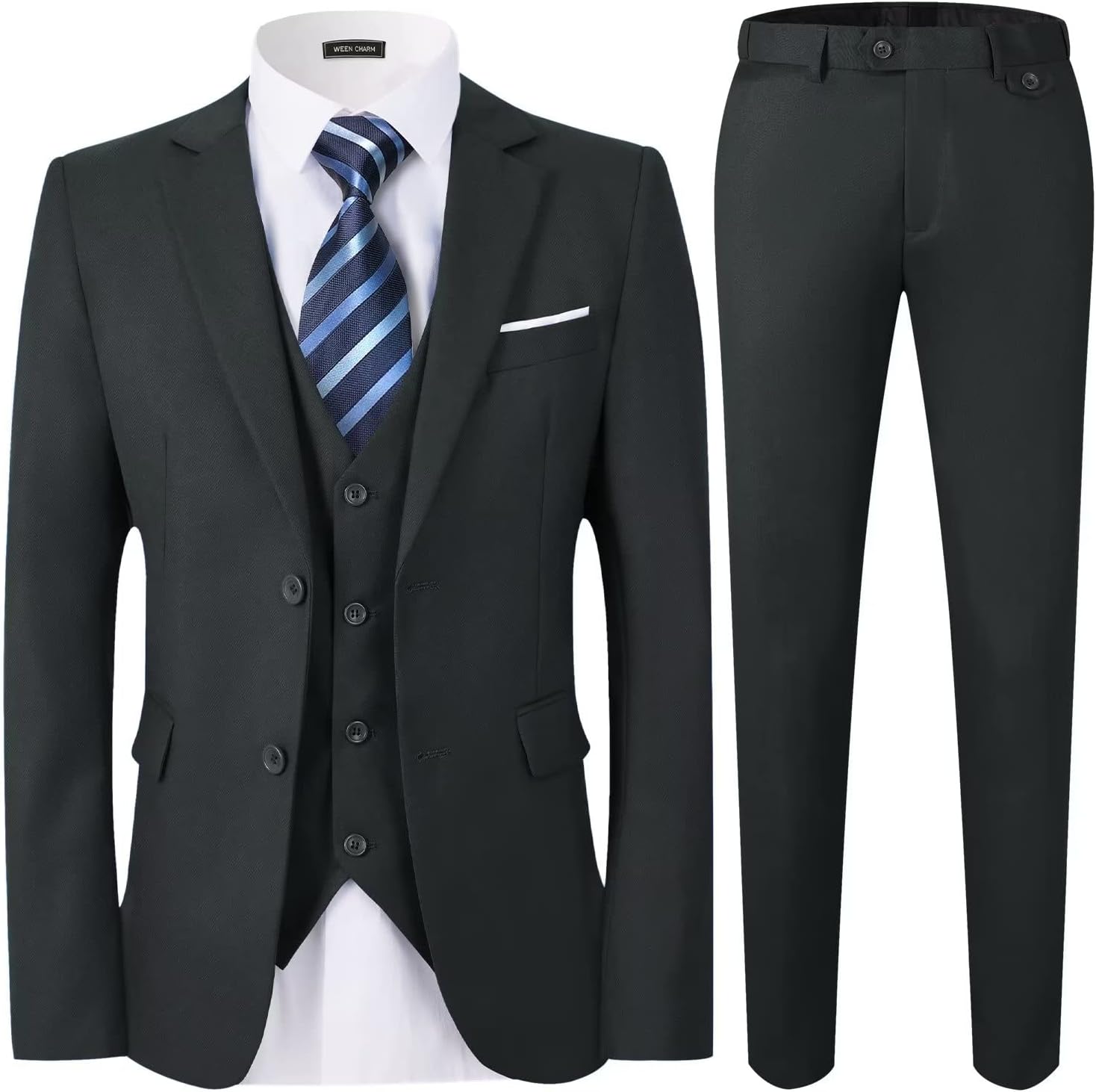 WEEN CHARM Men's Suit, Special 3 Piece Suit for Men with 2 Button Blazer Jacket...
