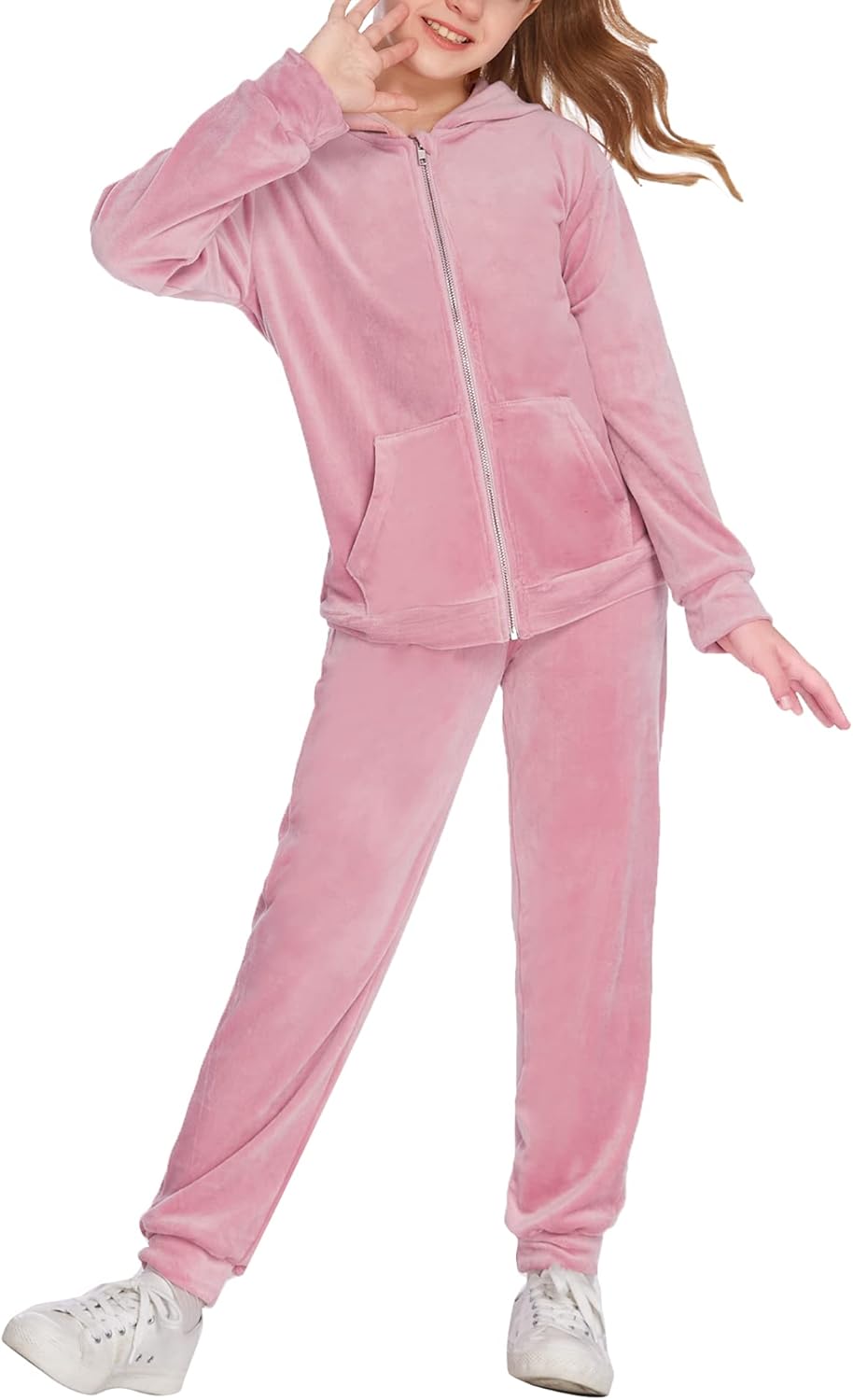 Arshiner 2 Piece Outfits, Special Velour Tracksuit for Girls, High-Quality Hoodi...